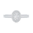 Vintage Inspired Lab Grown Diamond Double Halo Engagement Ring Lab - ( EF-VS ) - Rosec Jewels