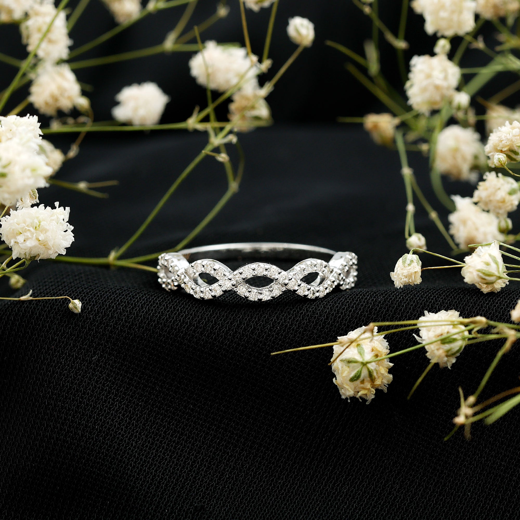 Rosec Jewels-Pave Set Lab Grown Diamond Infinity Wedding Band