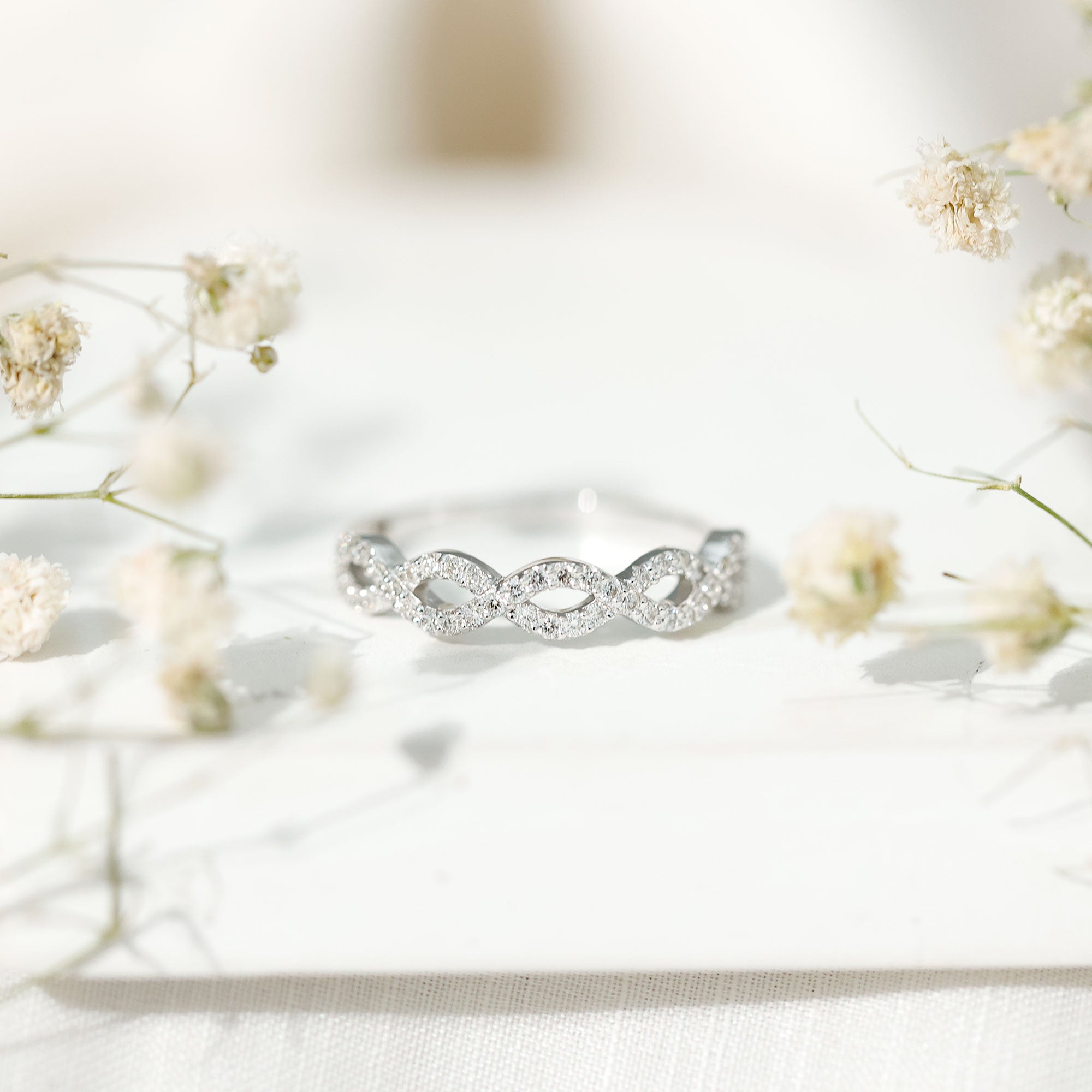 Rosec Jewels-Pave Set Lab Grown Diamond Infinity Wedding Band