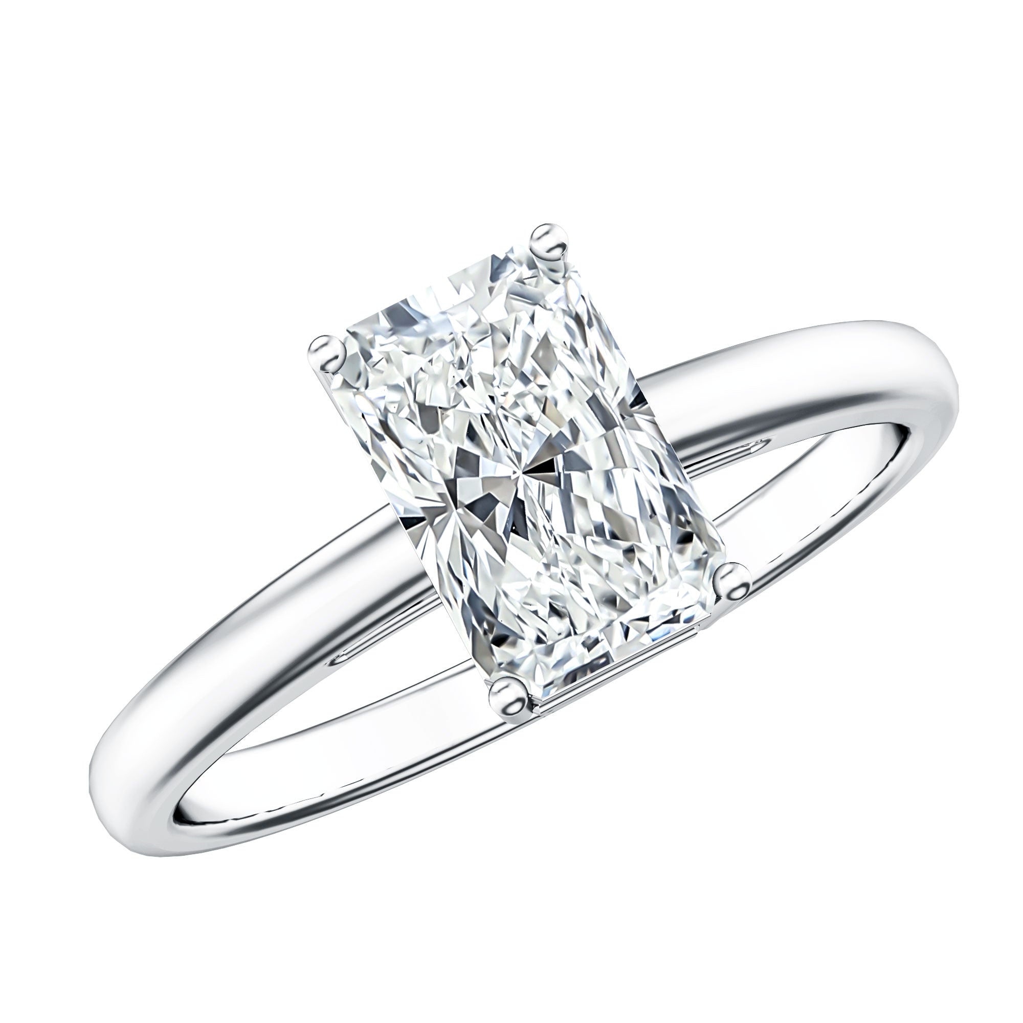 Rosec Jewels-IGI Certified Solitaire Lab Grown Diamond Radiant Cut Engagement Ring 2 Carat