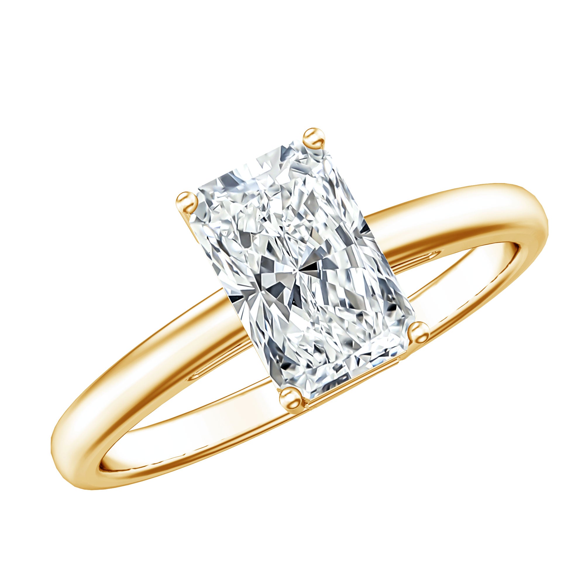 Rosec Jewels-IGI Certified Solitaire Lab Grown Diamond Radiant Cut Engagement Ring 2 Carat