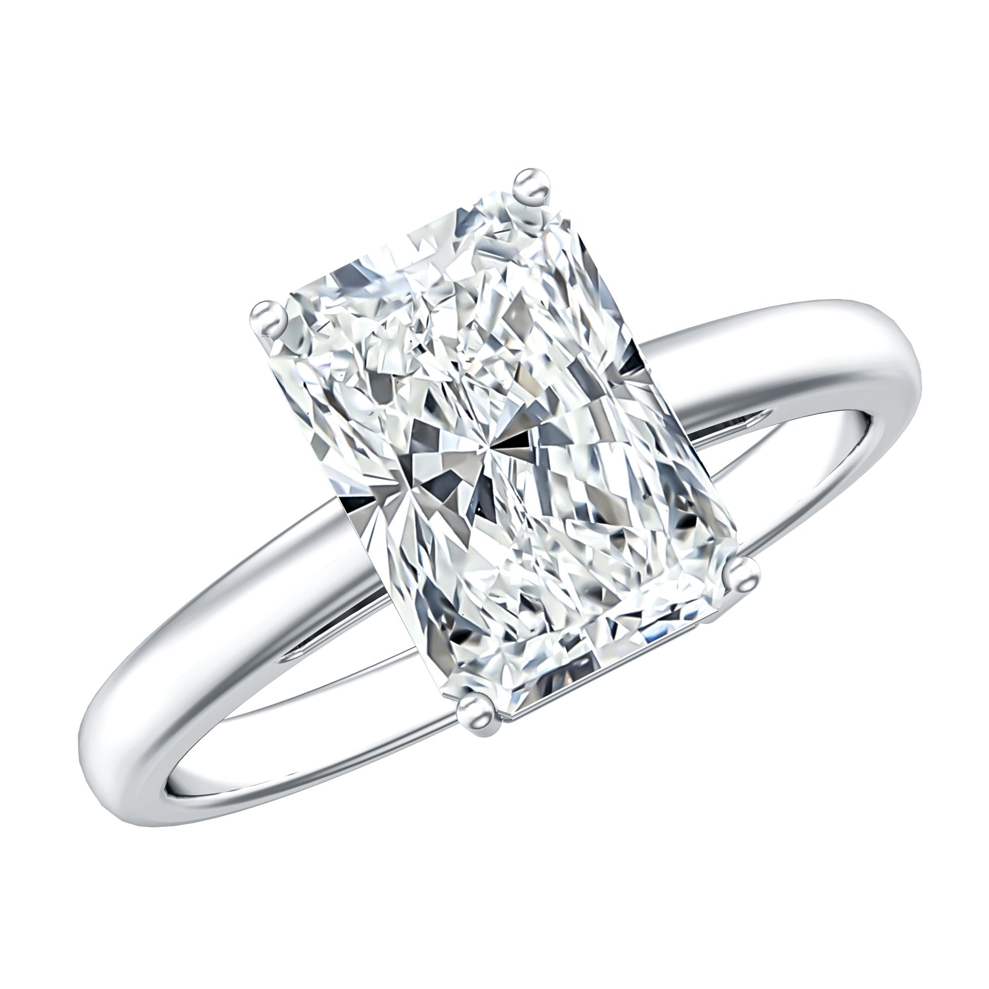 Rosec Jewels-Solitaire 3 Carat Radiant Cut Lab Created Diamond Engagement Ring IGI Certified