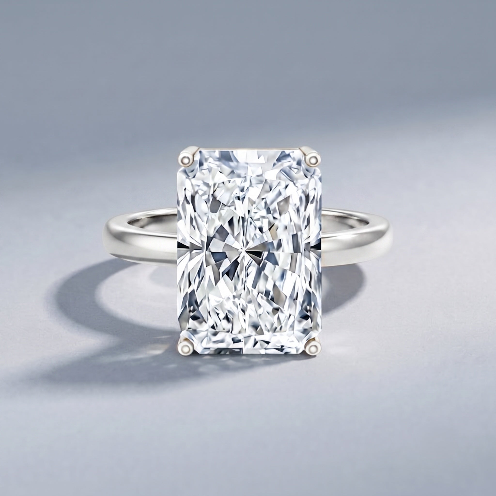 Solitaire 3 Carat Radiant Cut Lab Created Diamond Engagement Ring IGI Certified Lab - ( E-VS1 ) - Rosec Jewels