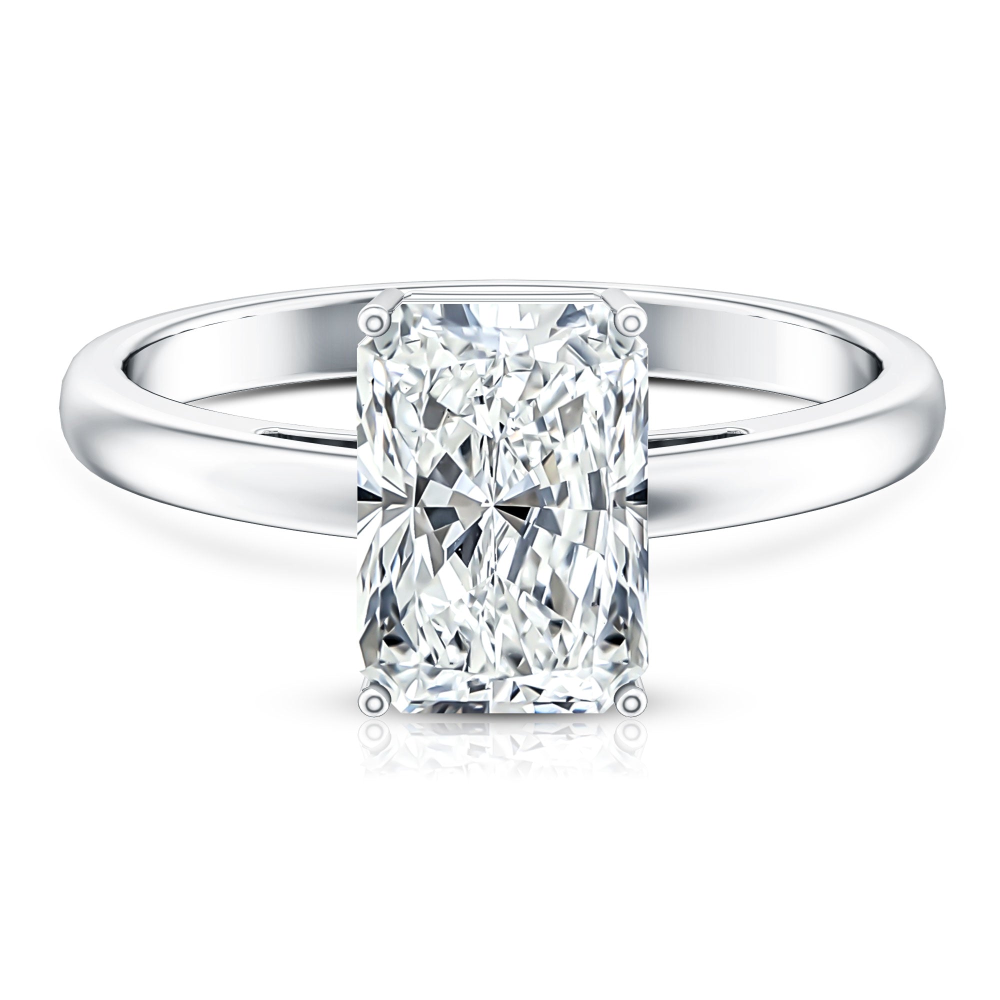 Rosec Jewels-Solitaire 3 Carat Radiant Cut Lab Created Diamond Engagement Ring IGI Certified