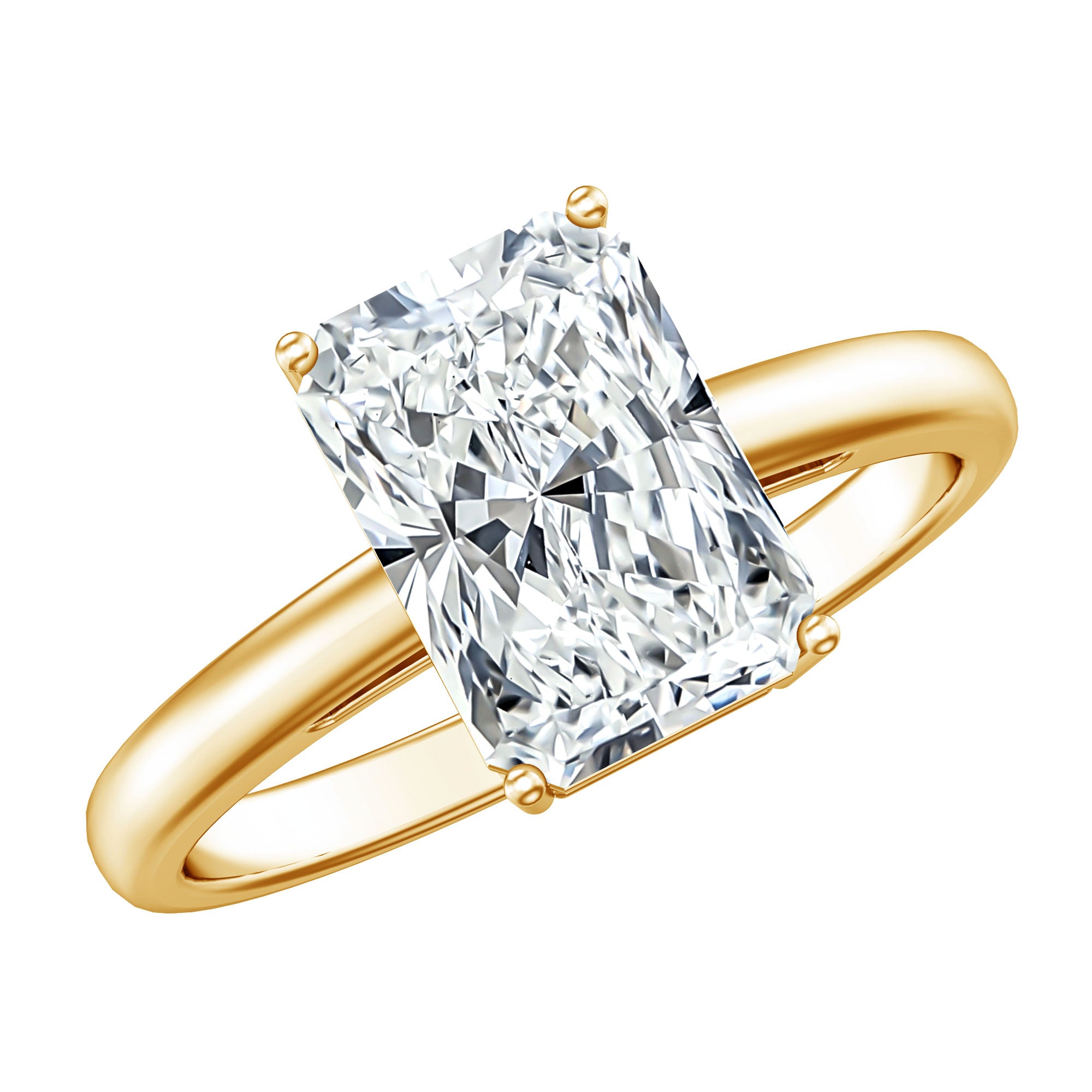 Rosec Jewels-Solitaire 3 Carat Radiant Cut Lab Created Diamond Engagement Ring IGI Certified
