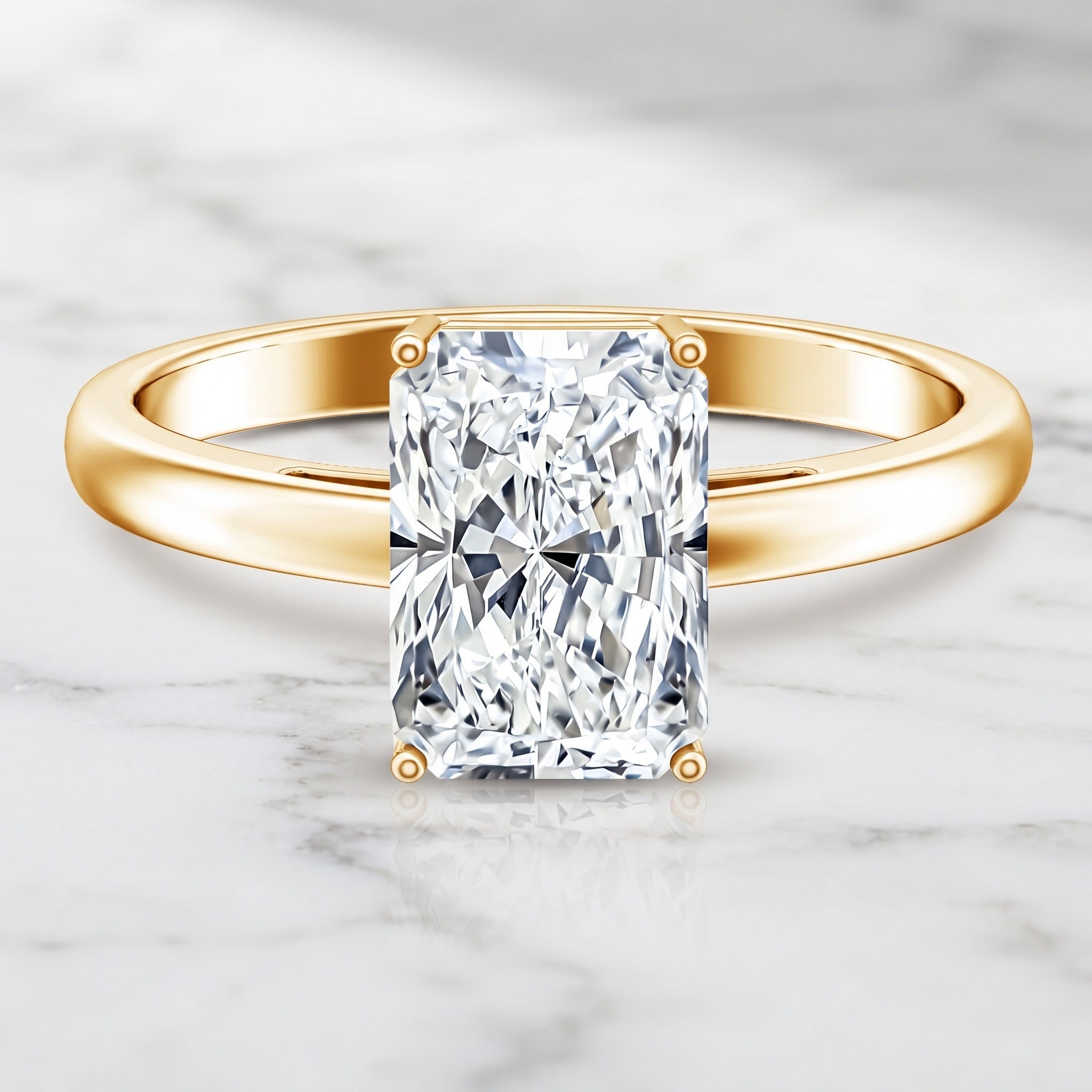 Solitaire 3 Carat Radiant Cut Lab Created Diamond Engagement Ring IGI Certified Lab - ( E-VS1 ) - Rosec Jewels