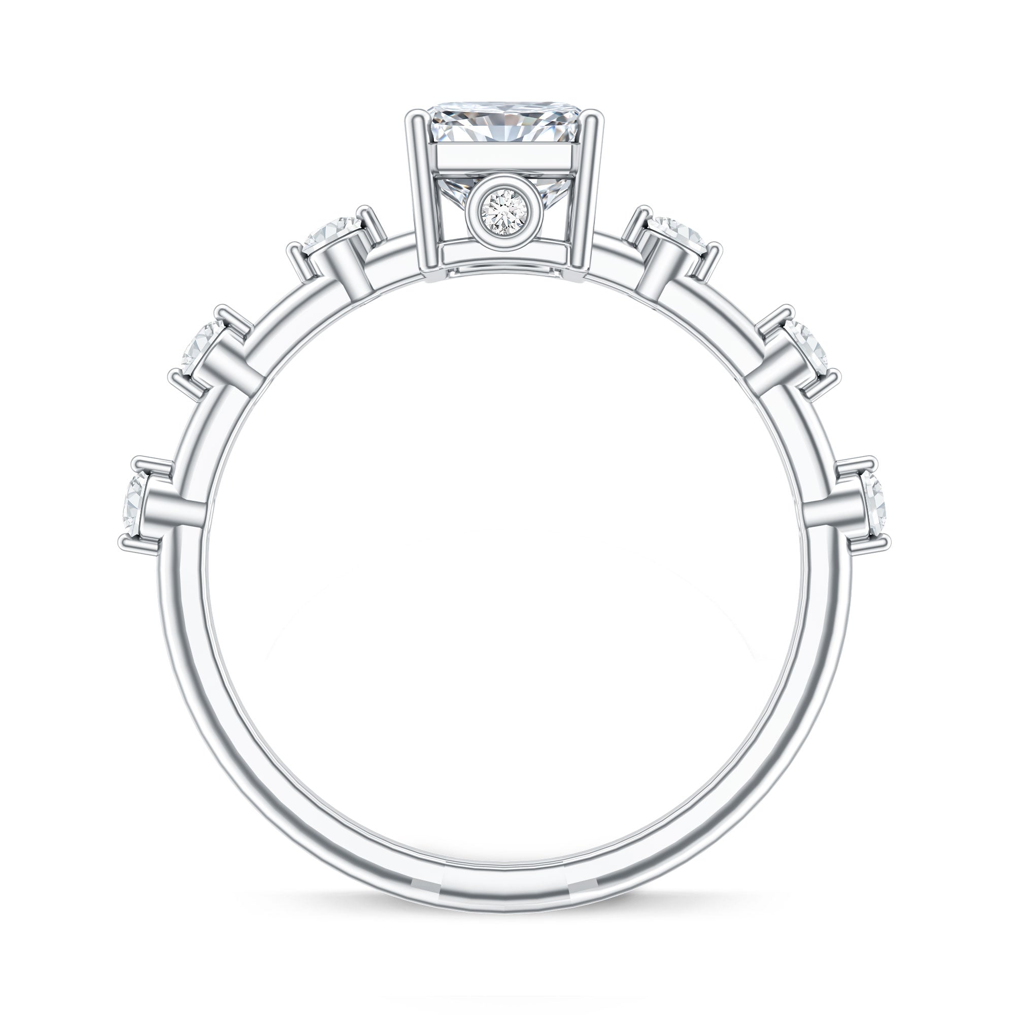 Rosec Jewels-IGI Certified 2 Carat Radiant Cut Lab Grown Diamond Engagement Ring with Spaced Accent