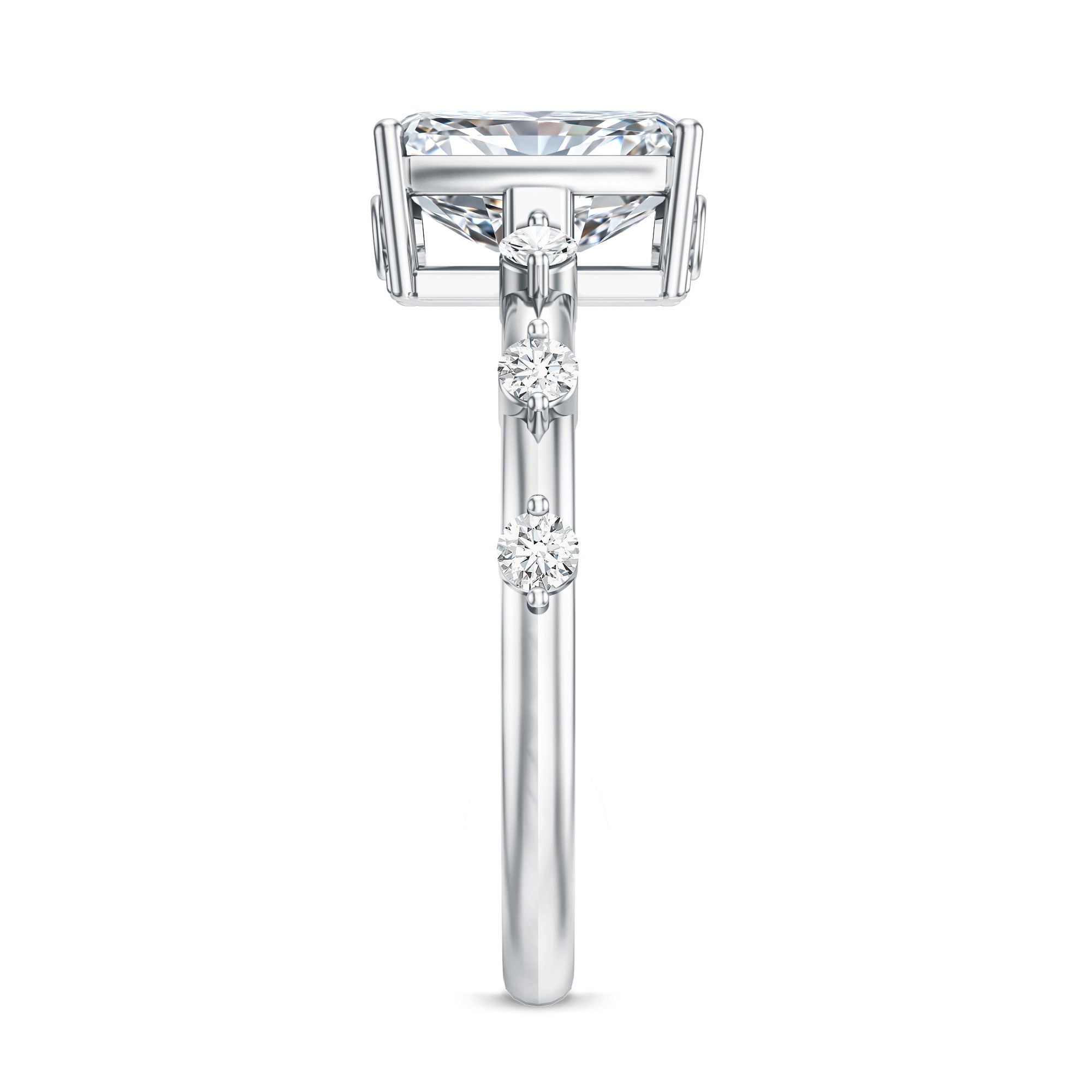 Rosec Jewels-IGI Certified 2 Carat Radiant Cut Lab Grown Diamond Engagement Ring with Spaced Accent