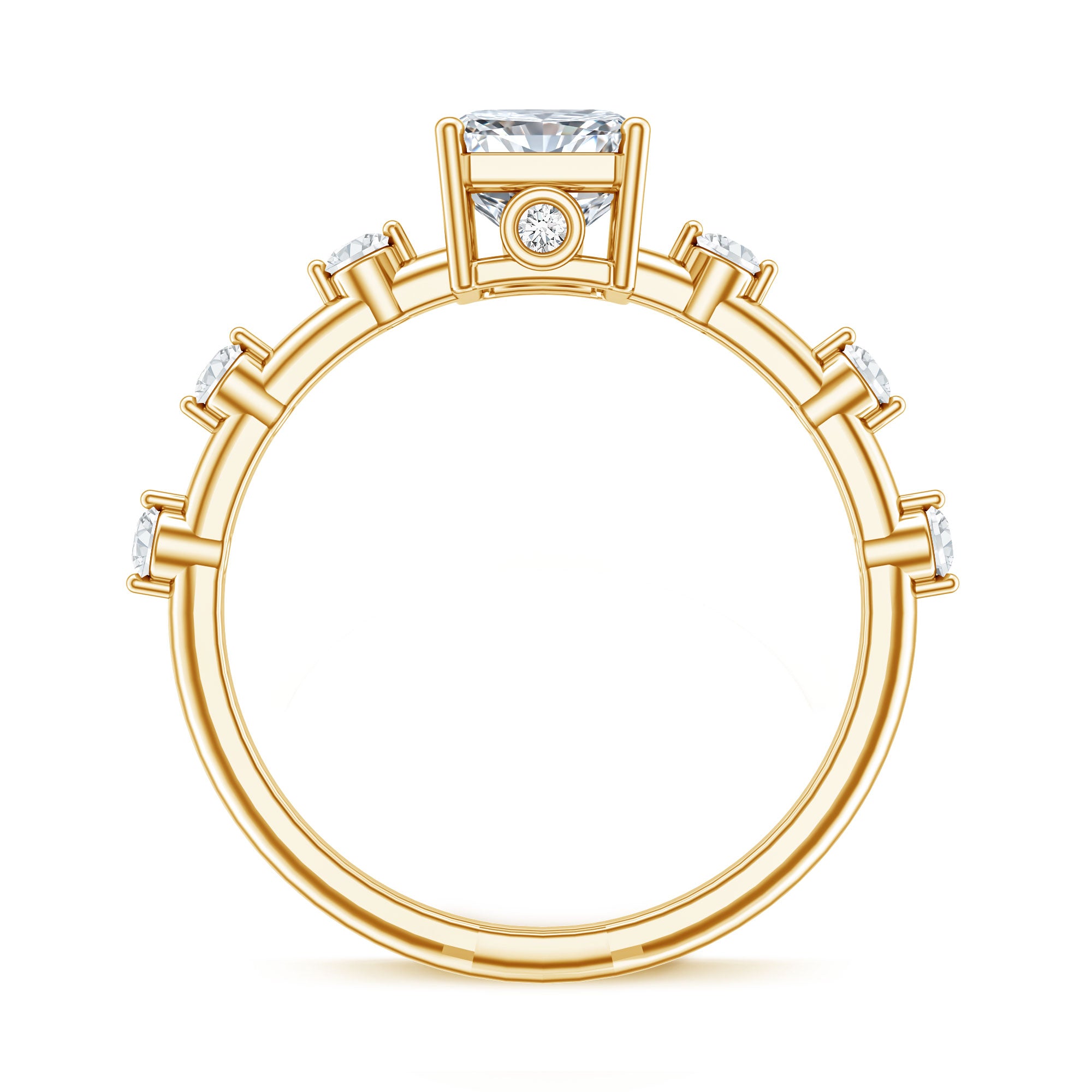 Rosec Jewels-IGI Certified 2 Carat Radiant Cut Lab Grown Diamond Engagement Ring with Spaced Accent