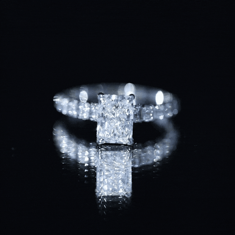 Lab Grown 2 Carat Diamond Radiant Cut Side Stone Engagement Ring IGI Certified Lab - ( E-VS1 ) - Rosec Jewels