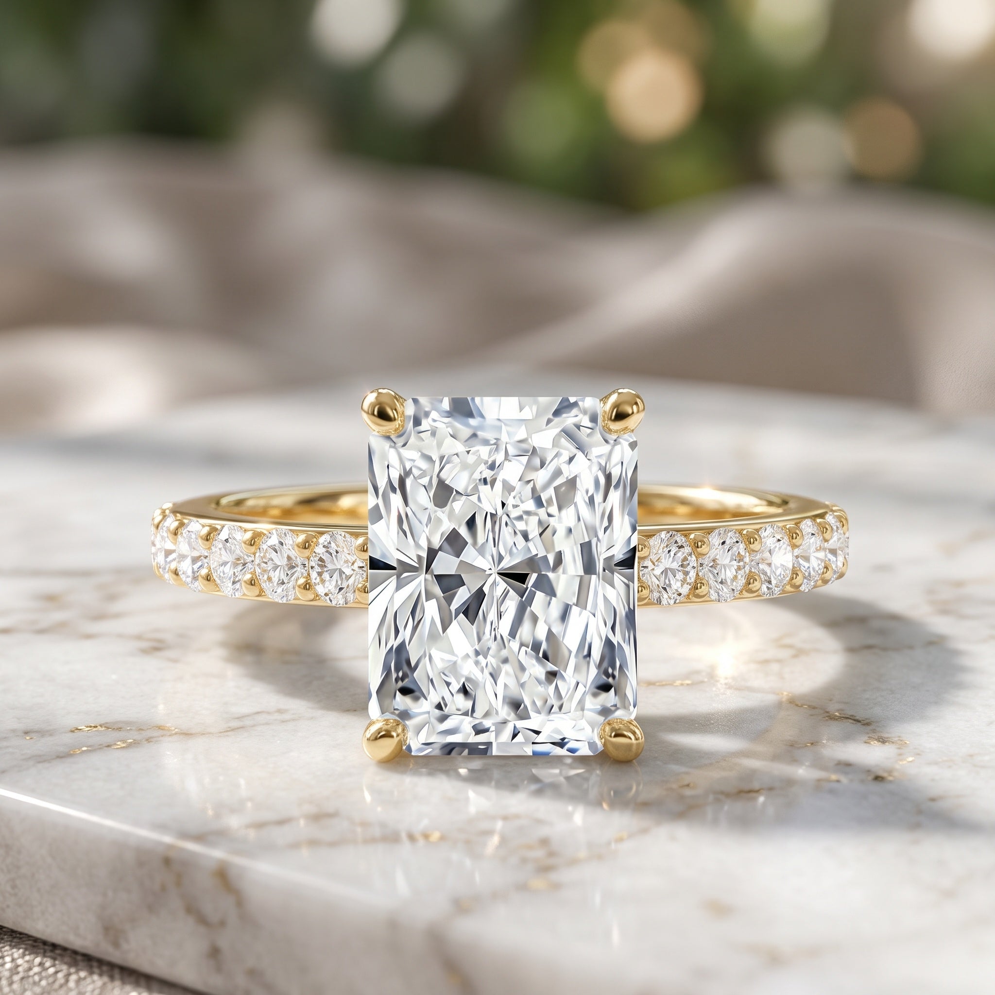 IGI Certified Radiant Cut Lab Grown Diamond Hidden Halo Engagement Ring 2 Carat Lab - ( E-VS1 ) - Rosec Jewels