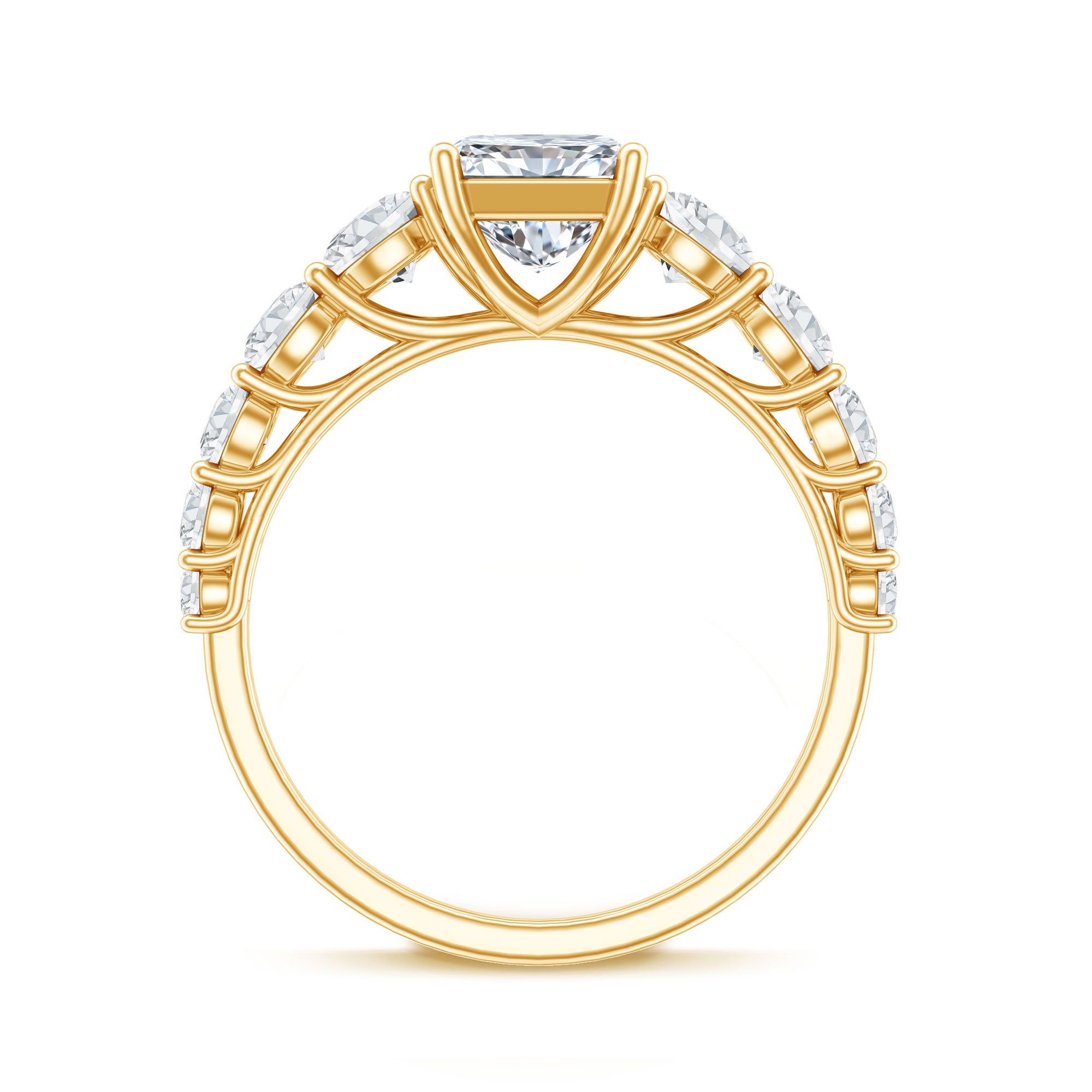 2 Carat IGI Certified Lab Diamond Radiant Cut Engagement Ring with Side Stones Lab - ( E-VS1 ) - Rosec Jewels
