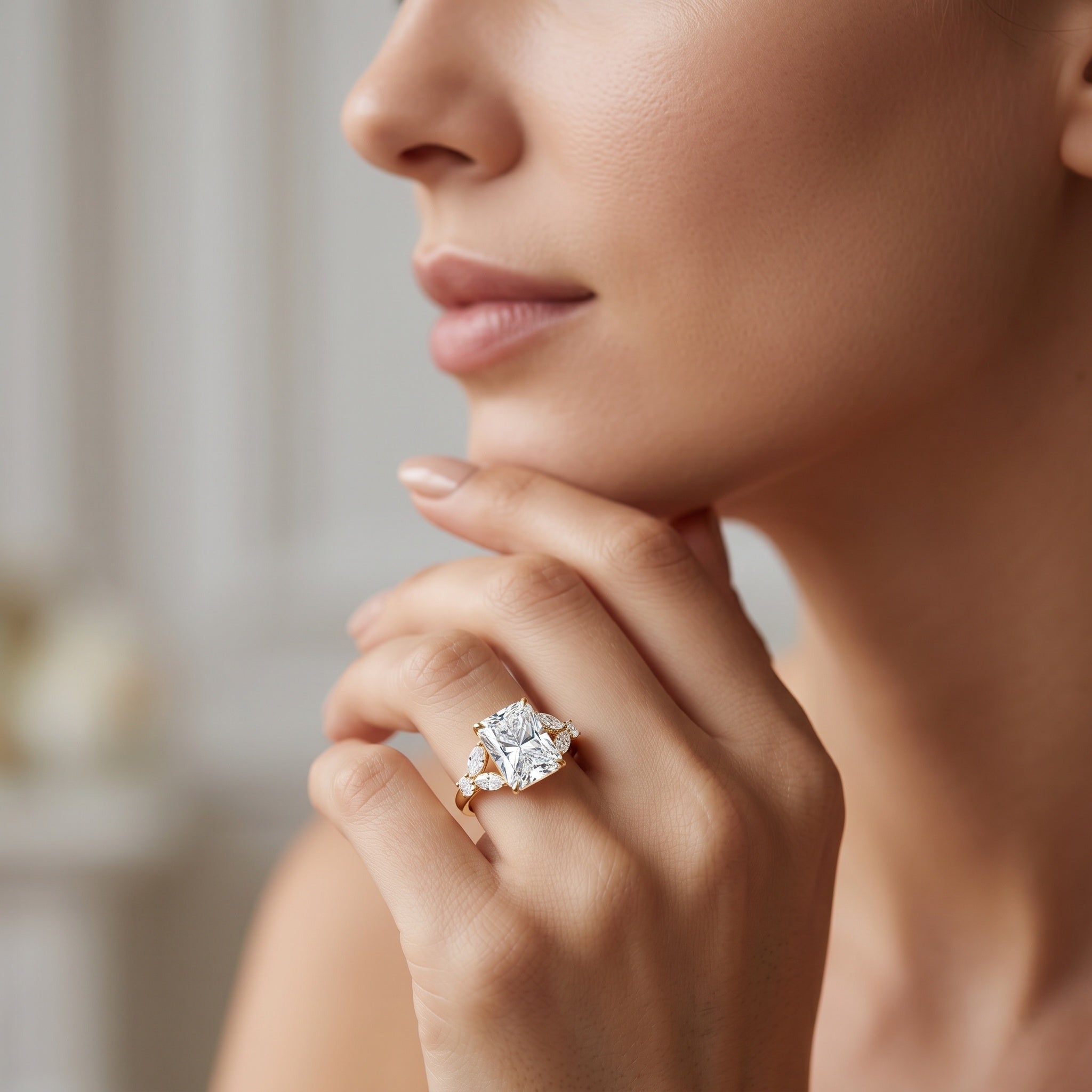 IGI Certified 2 Carat Lab Grown Diamond Engagement Ring with Radiant Cut Lab - ( E-VS1 ) - Rosec Jewels