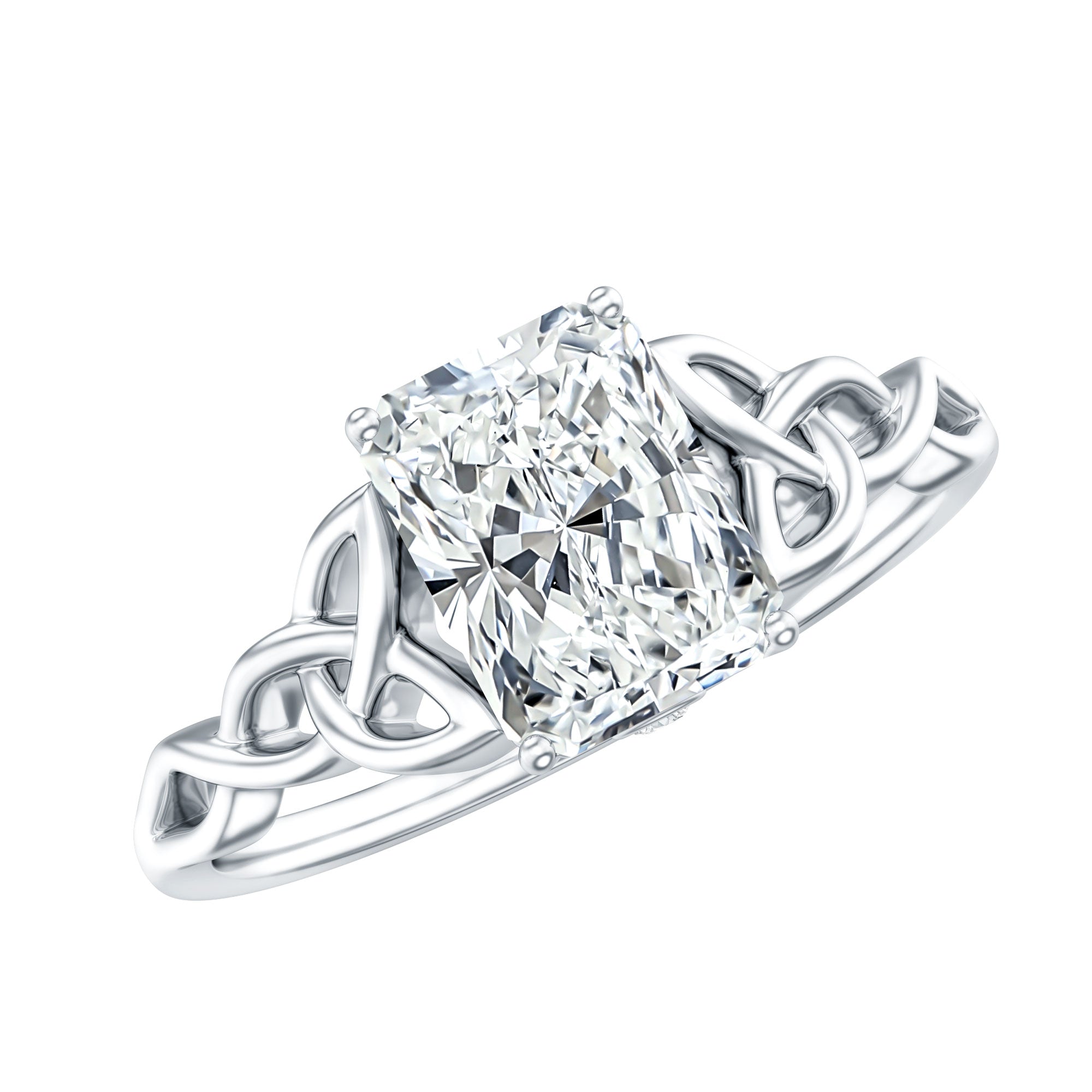 Rosec Jewels-IGI Certified 2 Carat Lab Grown Diamond Radiant Cut Engagement Ring with Celtic Knot