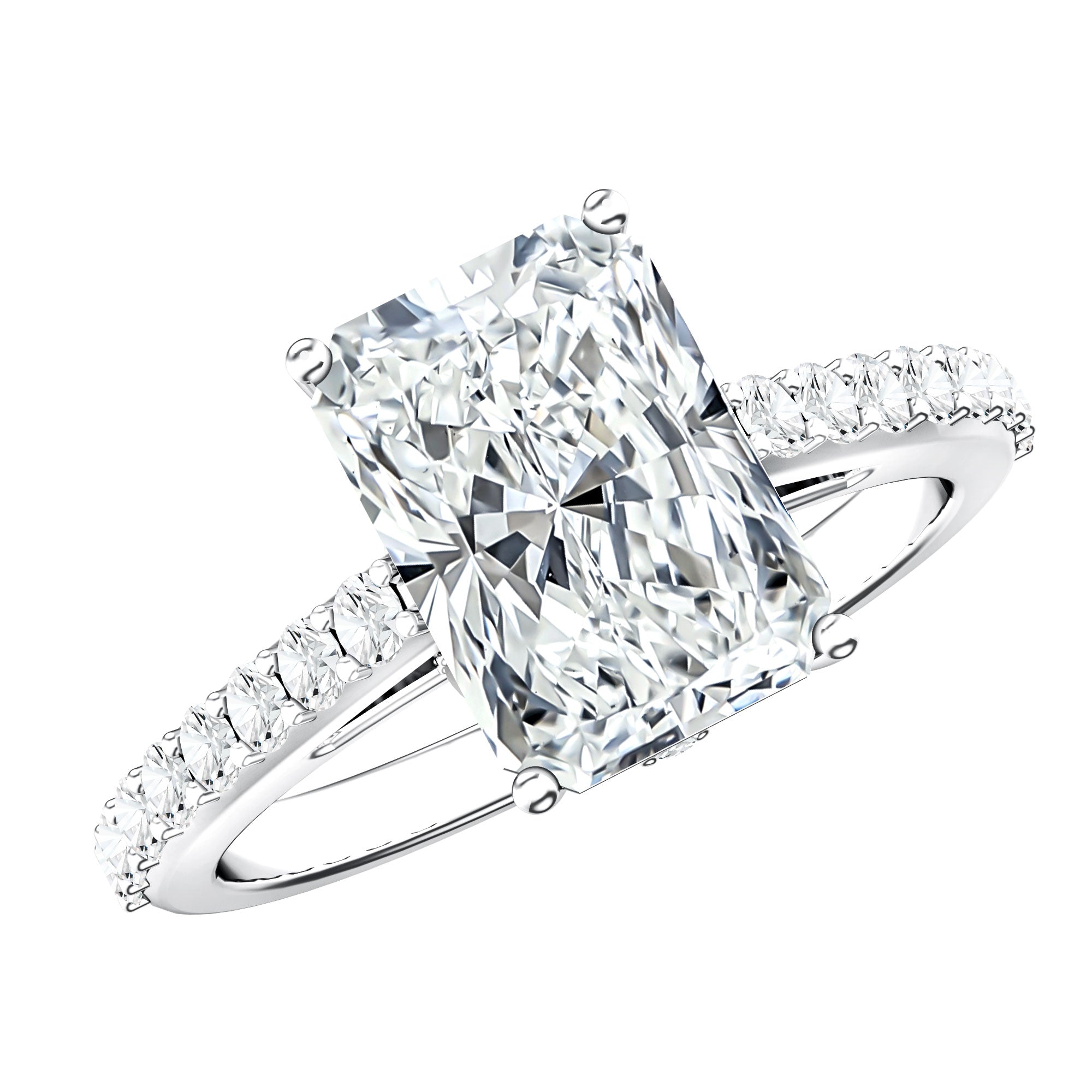 Rosec Jewels-3 Carat Radiant Cut Lab Grown Diamond Hidden Halo Engagement Ring with IGI Certificate