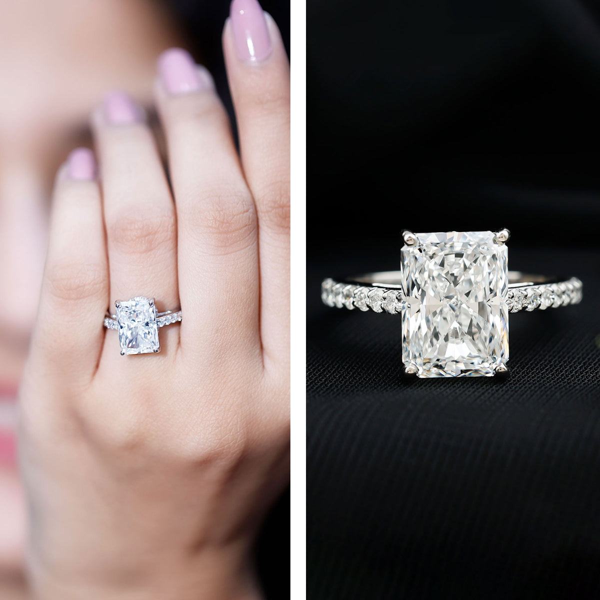 IGI Certified 5 Carat Lab Grown Diamond Solitaire Radiant Cut Engagement Ring Lab - ( E-VS1 ) - Rosec Jewels