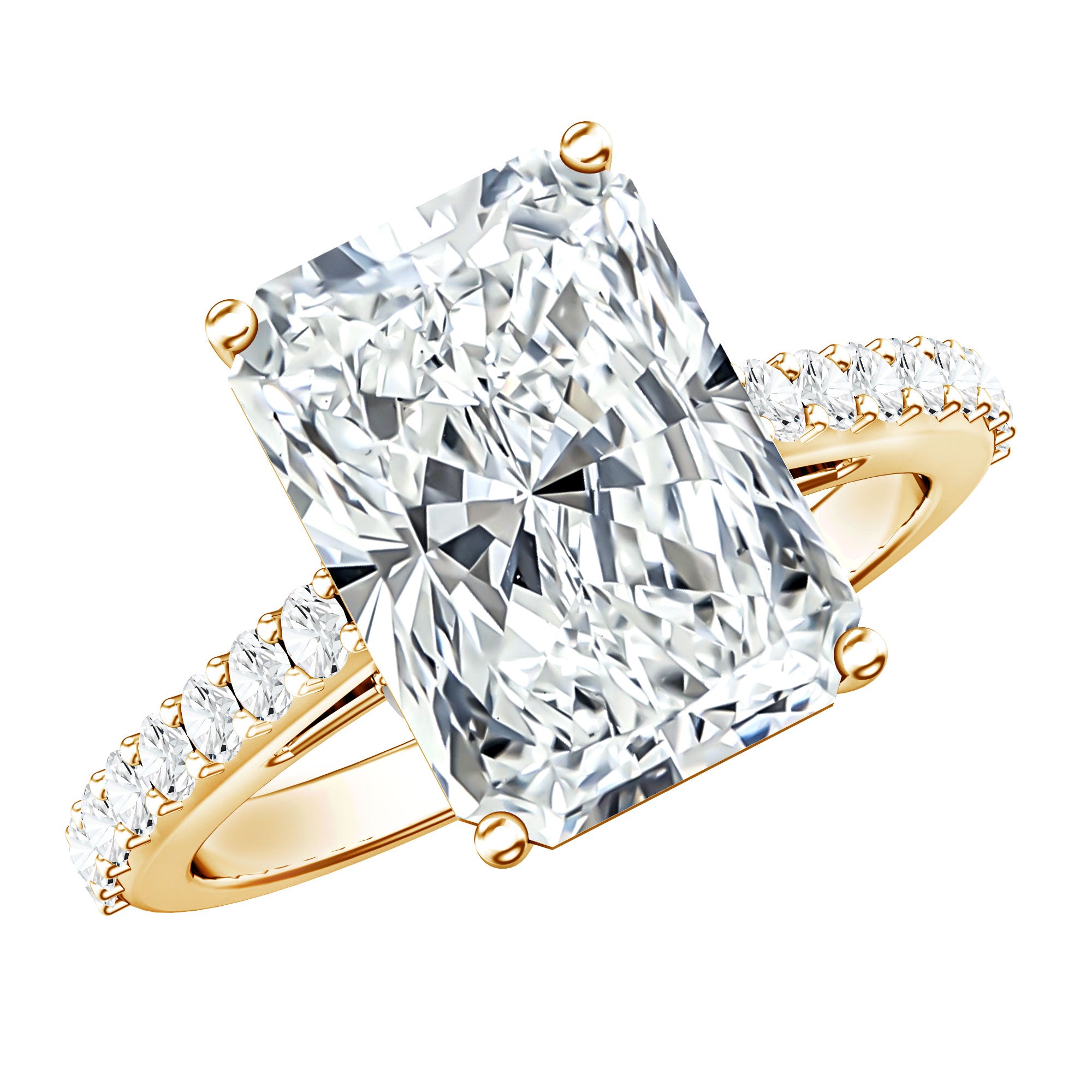 Rosec Jewels-IGI Certified 5 Carat Lab Grown Diamond Solitaire Radiant Cut Engagement Ring