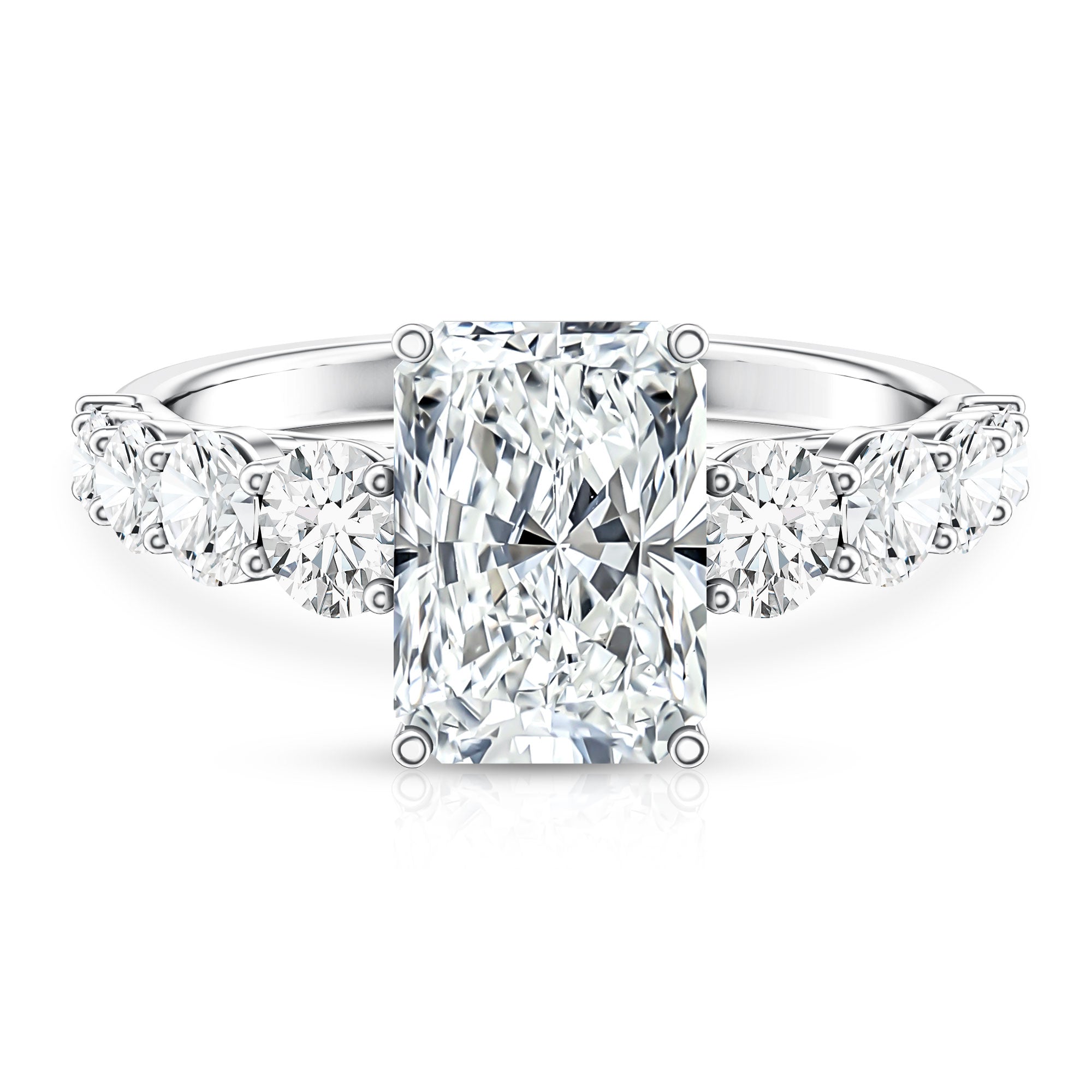 IGI Certified 3 Carat Radiant Cut Lab Grown Diamond Side Stone Engagement Ring Lab - ( E-VS1 ) - Rosec Jewels