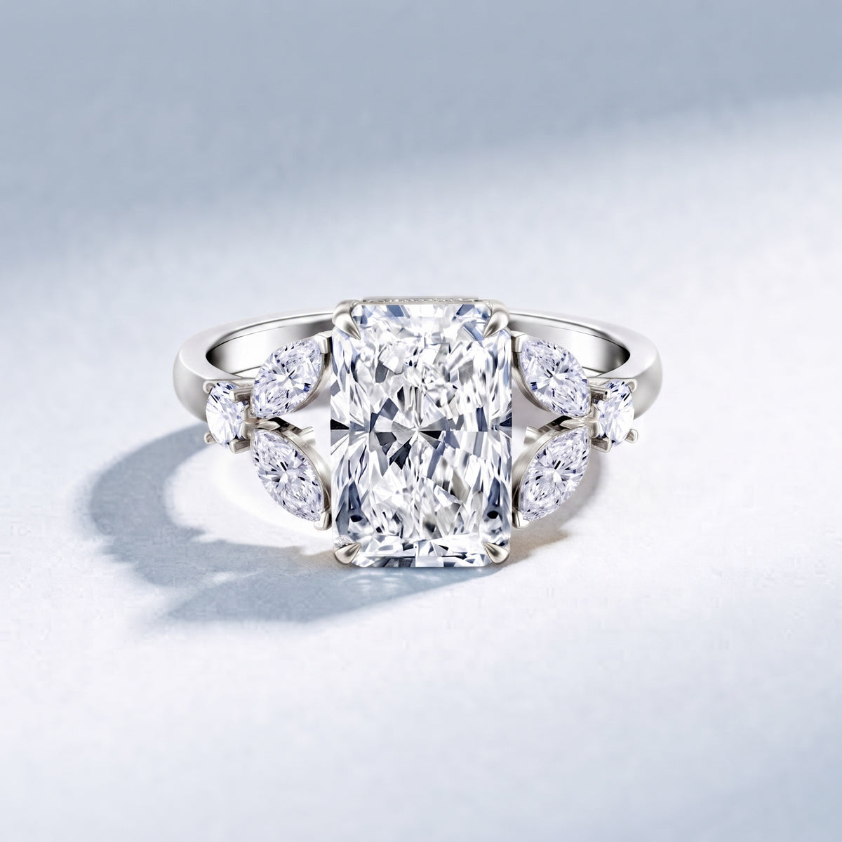 4 Carat Radiant Cut Lab Grown Diamond Split Shank Engagement Ring IGI Certified Lab - ( E-VS1 ) - Rosec Jewels
