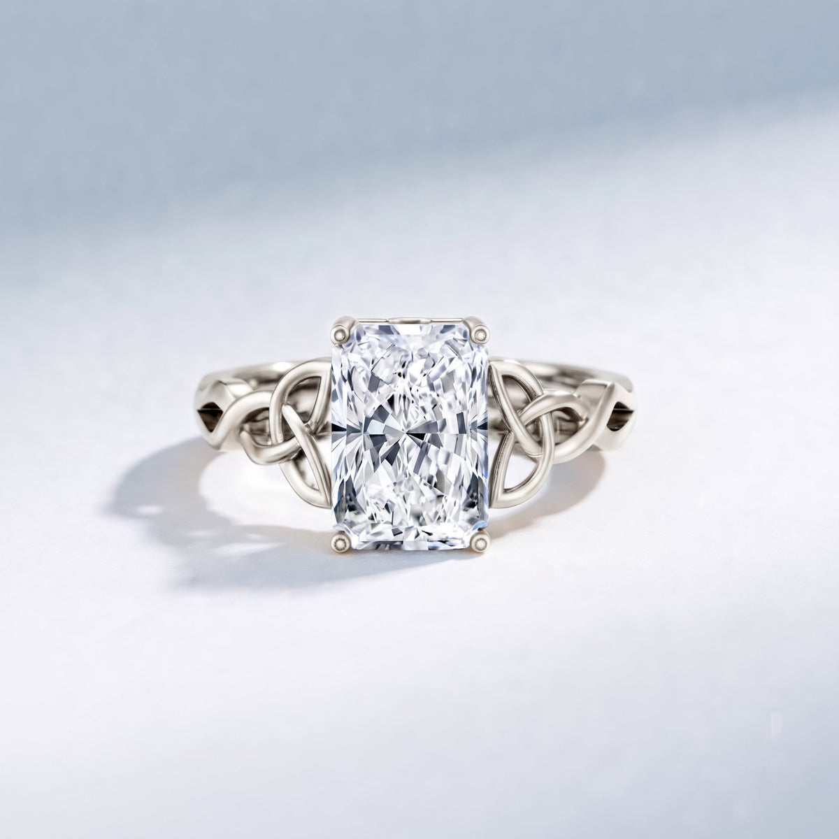 Radiant Cut 4 Carat Lab Diamond Celtic Knot Engagement Ring with IGI Certificate Lab - ( E-VS1 ) - Rosec Jewels