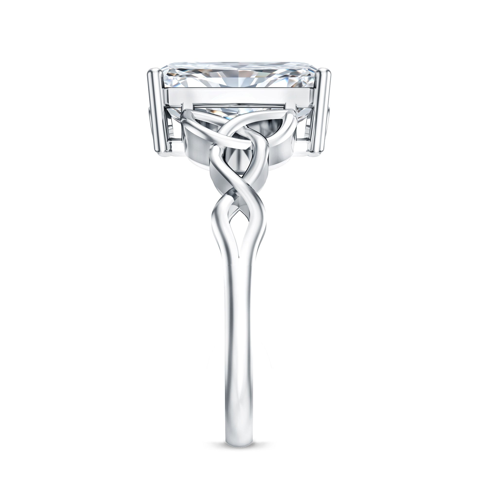 Rosec Jewels-Radiant Cut 4 Carat Lab Diamond Celtic Knot Engagement Ring with IGI Certificate