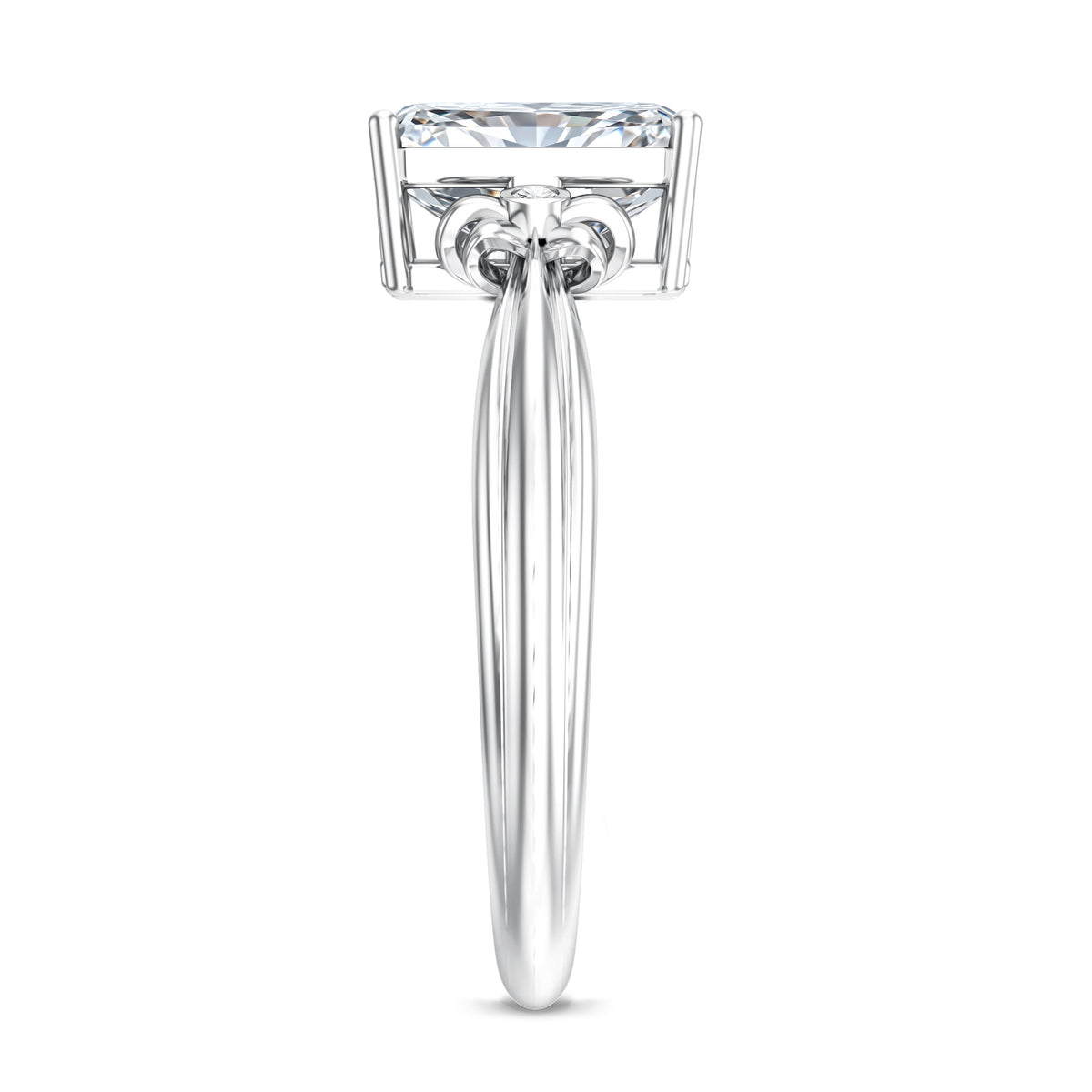 IGI Certified 2 Carat Lab Grown Diamond Radiant Cut Engagement Ring with Bow Lab - ( E-VS1 ) - Rosec Jewels