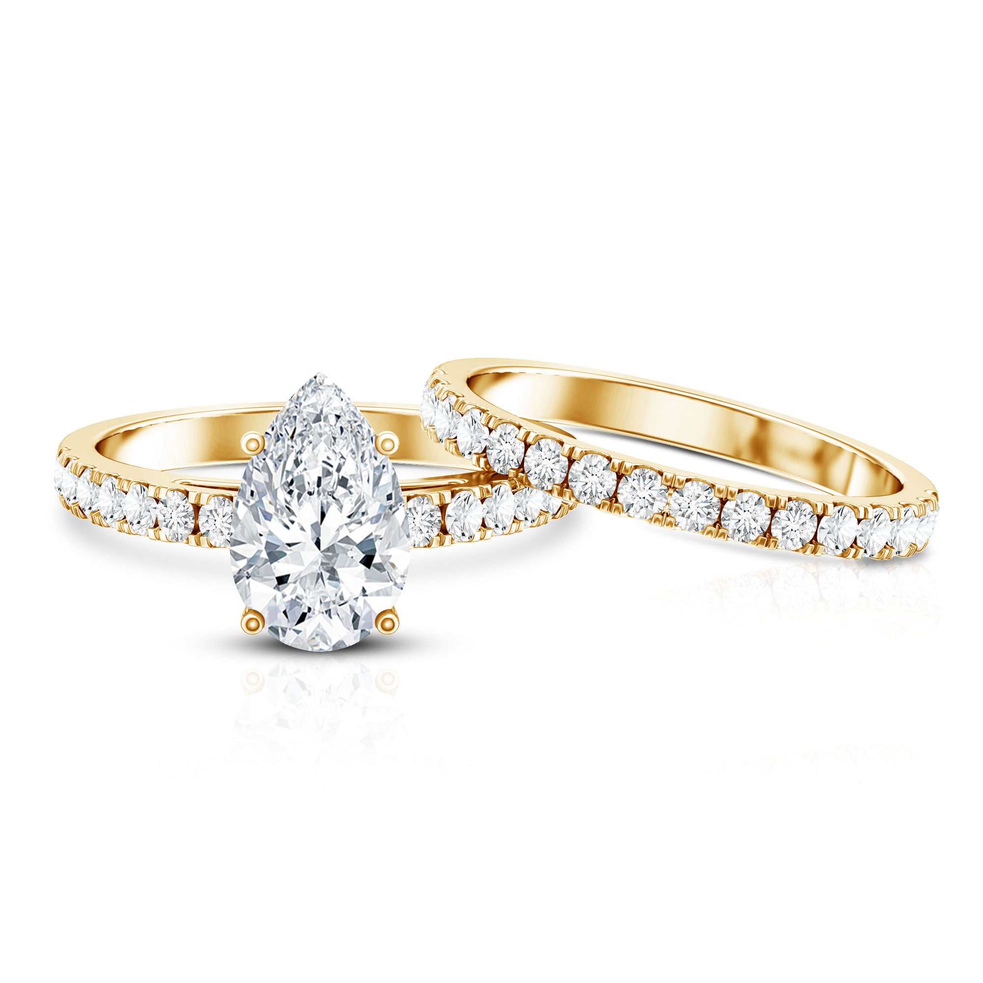 Rosec Jewels-IGI Certified Lab Grown 2 Carat Diamond Pear Shaped Engagement Ring with Wedding Band