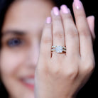 IGI Certified 3 Carat Lab Grown Diamond Cushion Cut Engagement Ring with Wedding Band Lab - ( E-VS1 ) - Rosec Jewels