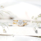 IGI Certified 3 Carat Lab Grown Diamond Cushion Cut Engagement Ring with Wedding Band Lab - ( E-VS1 ) - Rosec Jewels