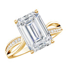 Rosec Jewels-IGI Certified 4 Carat Lab Grown Diamond Emerald Cut Engagement Ring with Crossover Shank