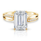 Rosec Jewels-IGI Certified 4 Carat Lab Grown Diamond Emerald Cut Engagement Ring with Crossover Shank