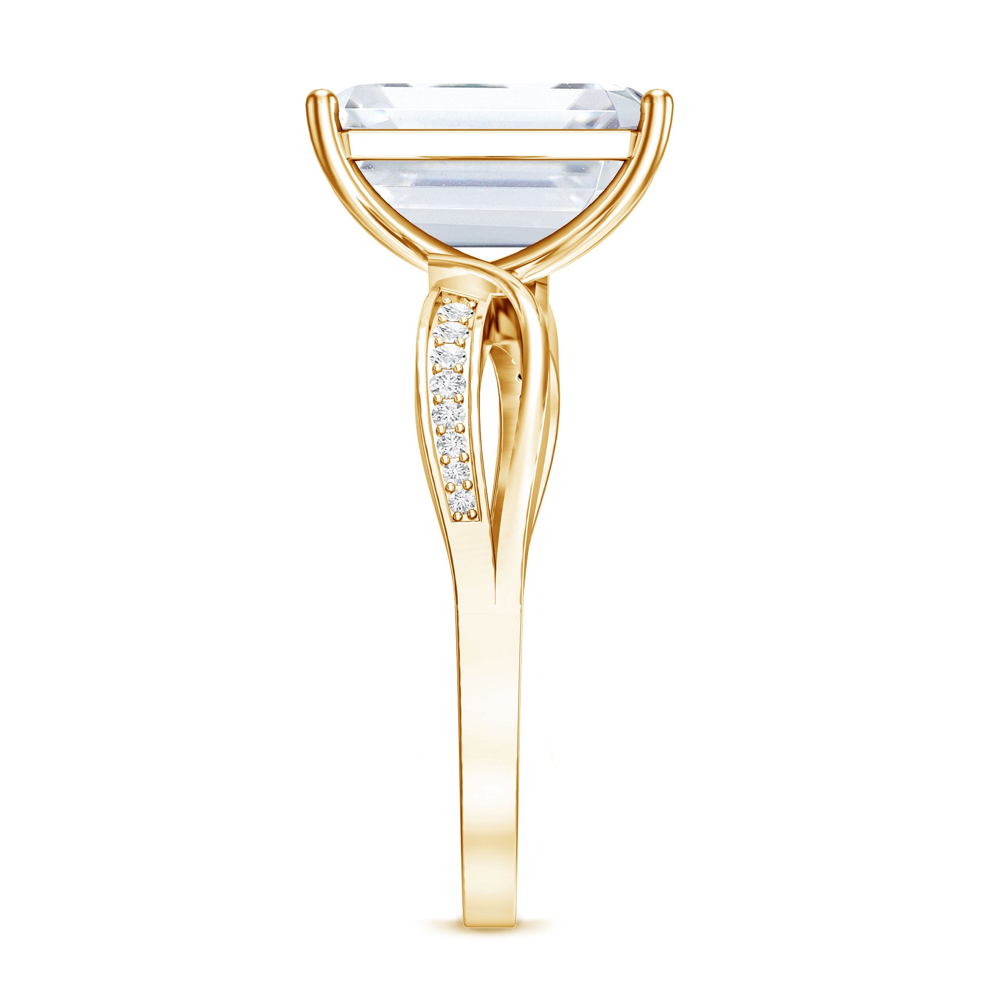 Rosec Jewels-Huge 5 Carat Emerald Cut Lab Grown Diamond Infinity Band Engagement Ring with IGI Certificate