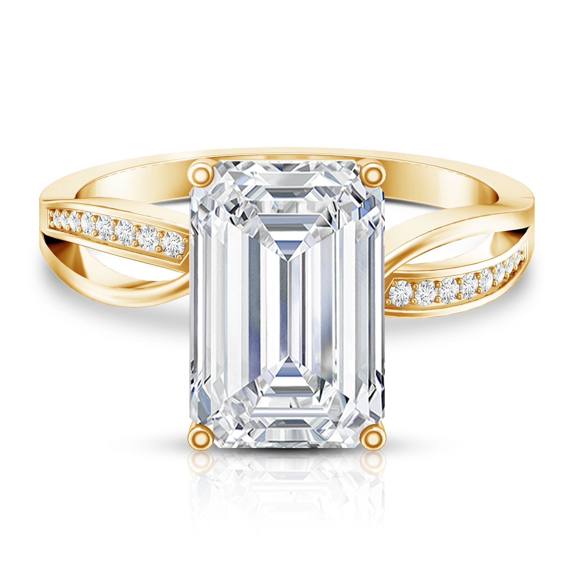 Rosec Jewels-Huge 5 Carat Emerald Cut Lab Grown Diamond Infinity Band Engagement Ring with IGI Certificate