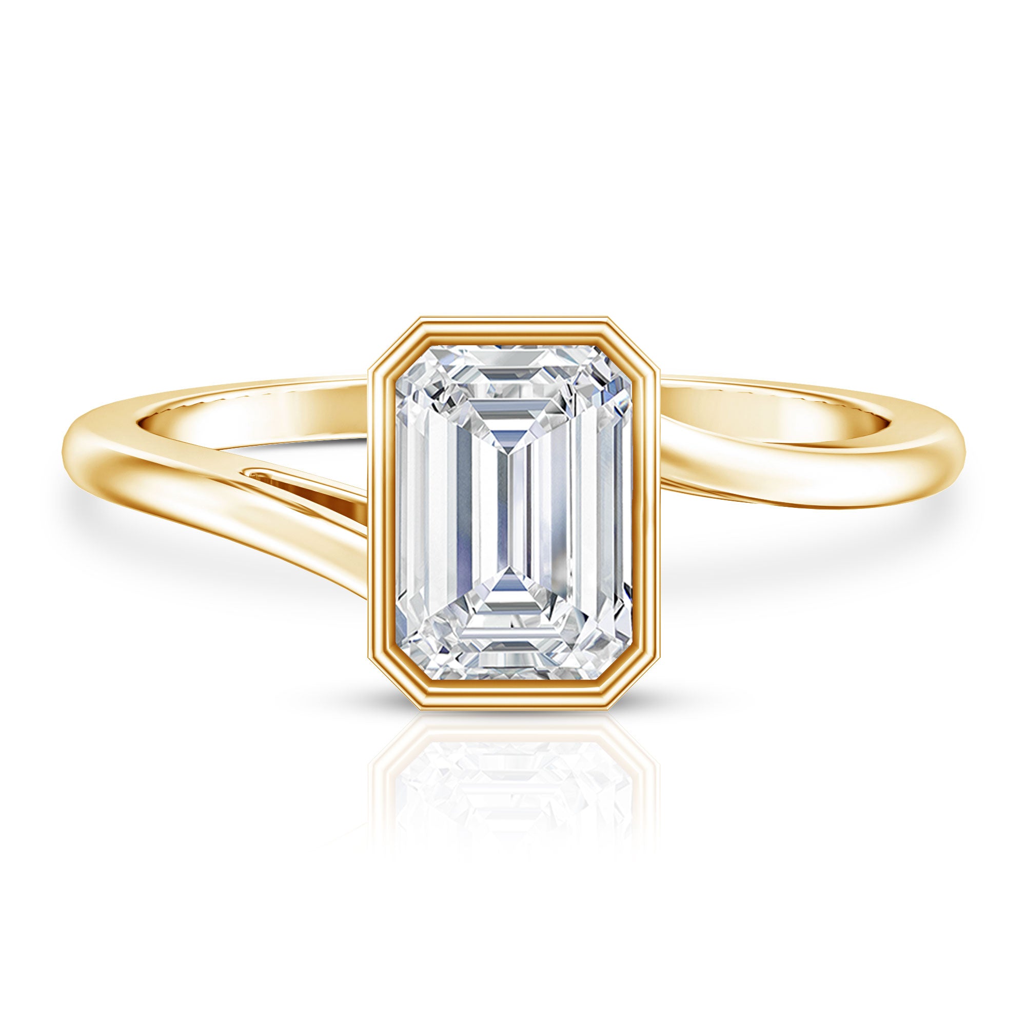 Rosec Jewels-Solitaire 2 Carat Lab Grown Emerald Cut Diamond Bypass Engagement Ring IGI Certified