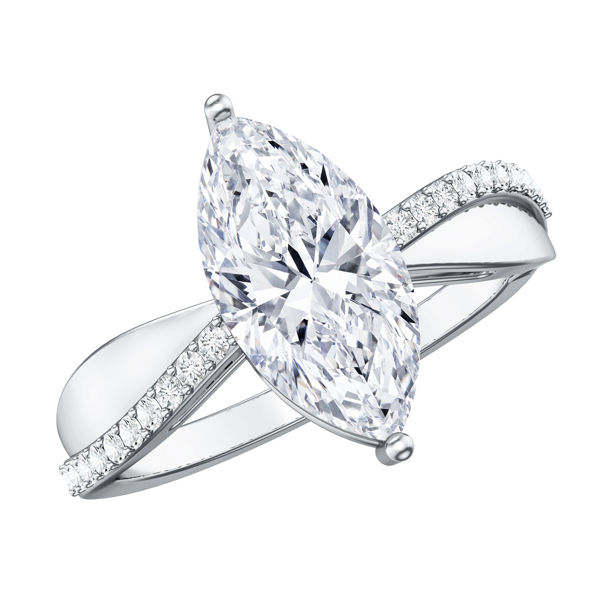Rosec Jewels-IGI Certified Lab Grown Diamond Marquise Solitaire Engagement Ring 2 Carat