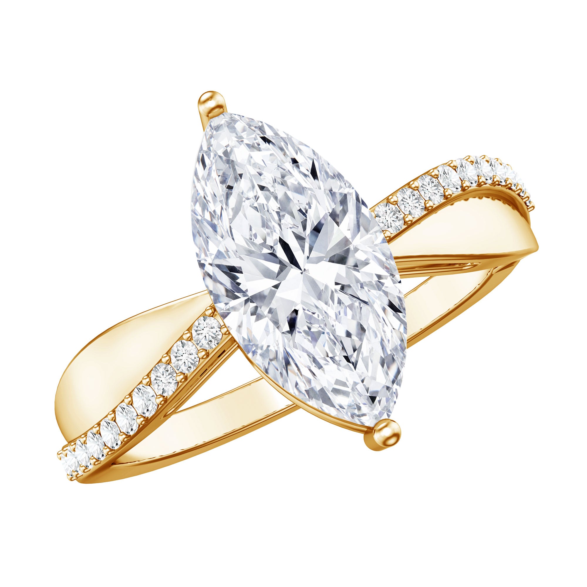 Rosec Jewels-IGI Certified Lab Grown Diamond Marquise Solitaire Engagement Ring 2 Carat