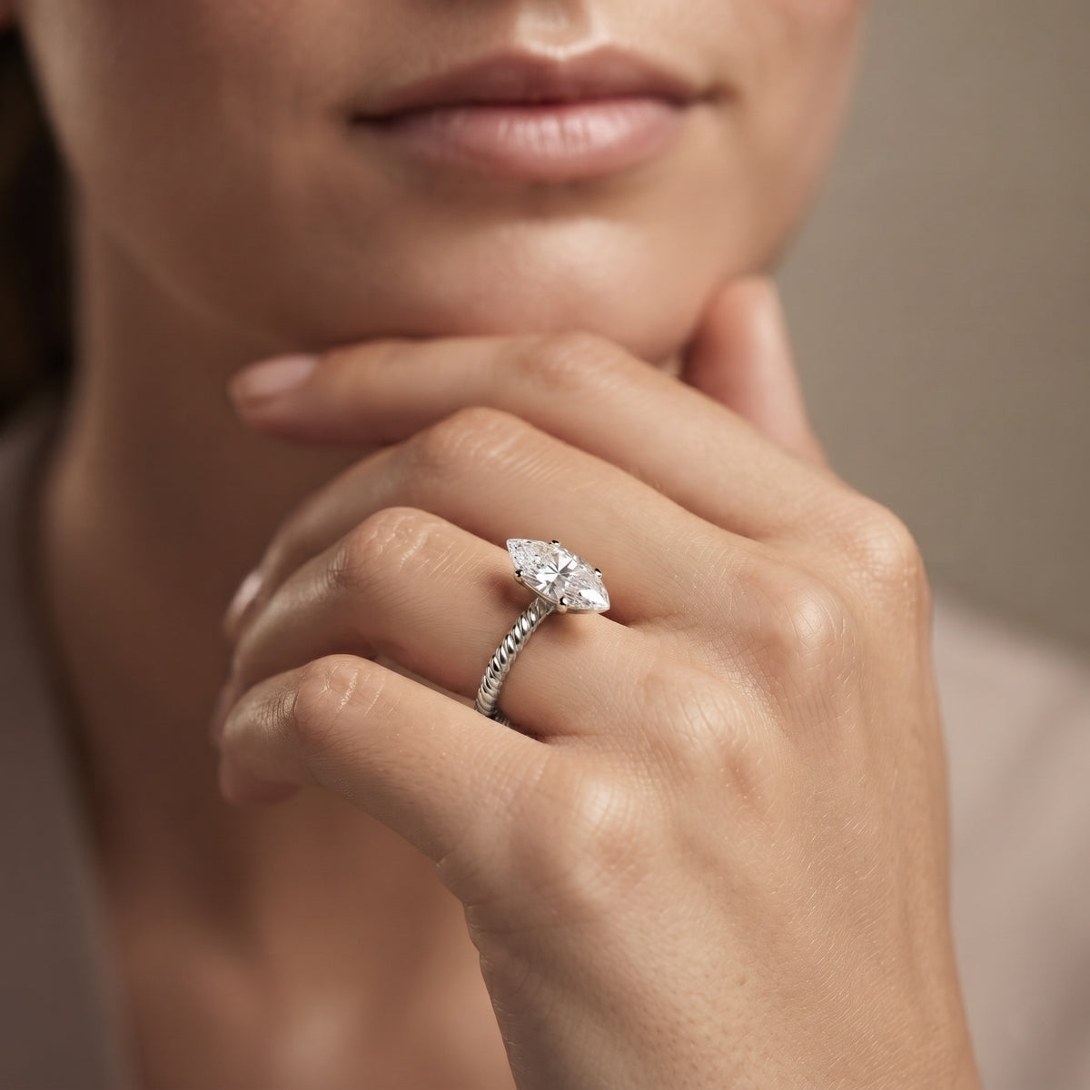 3 Carat Lab Grown Diamond Marquise Engagement Ring IGI Certified Lab - ( E-VS1 ) - Rosec Jewels