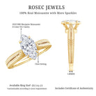 IGI Certified Vintage Looking Engraved Engagement Ring with 1 Carat Marquise Lab Diamond Lab - ( E-VS1 ) - Rosec Jewels