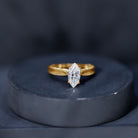 IGI Certified Vintage Looking Engraved Engagement Ring with 1 Carat Marquise Lab Diamond Lab - ( E-VS1 ) - Rosec Jewels
