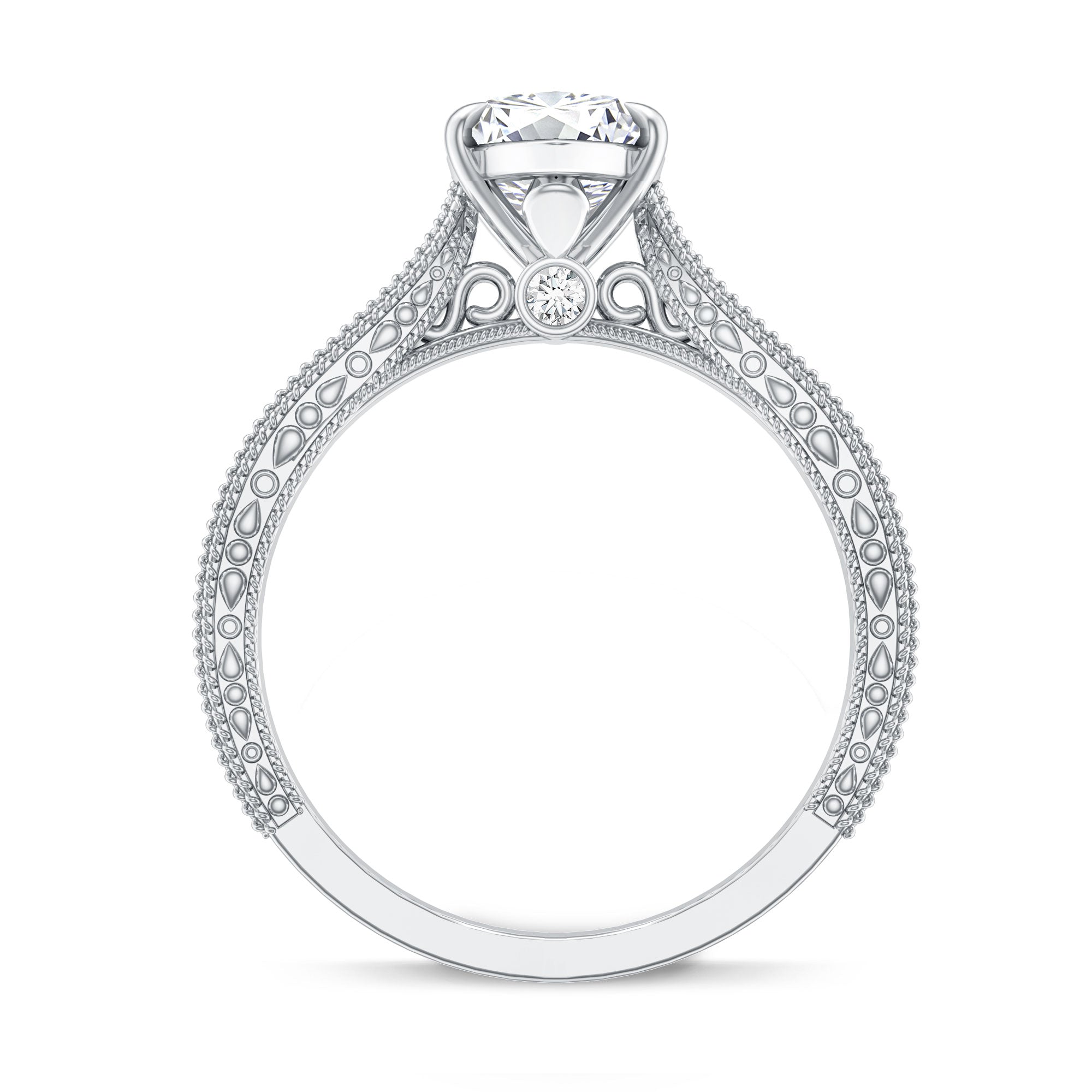 Rosec Jewels-IGI Certified Antique Looking 2 Carat Marquise Lab Diamond Engagement Ring with Engraved Shank