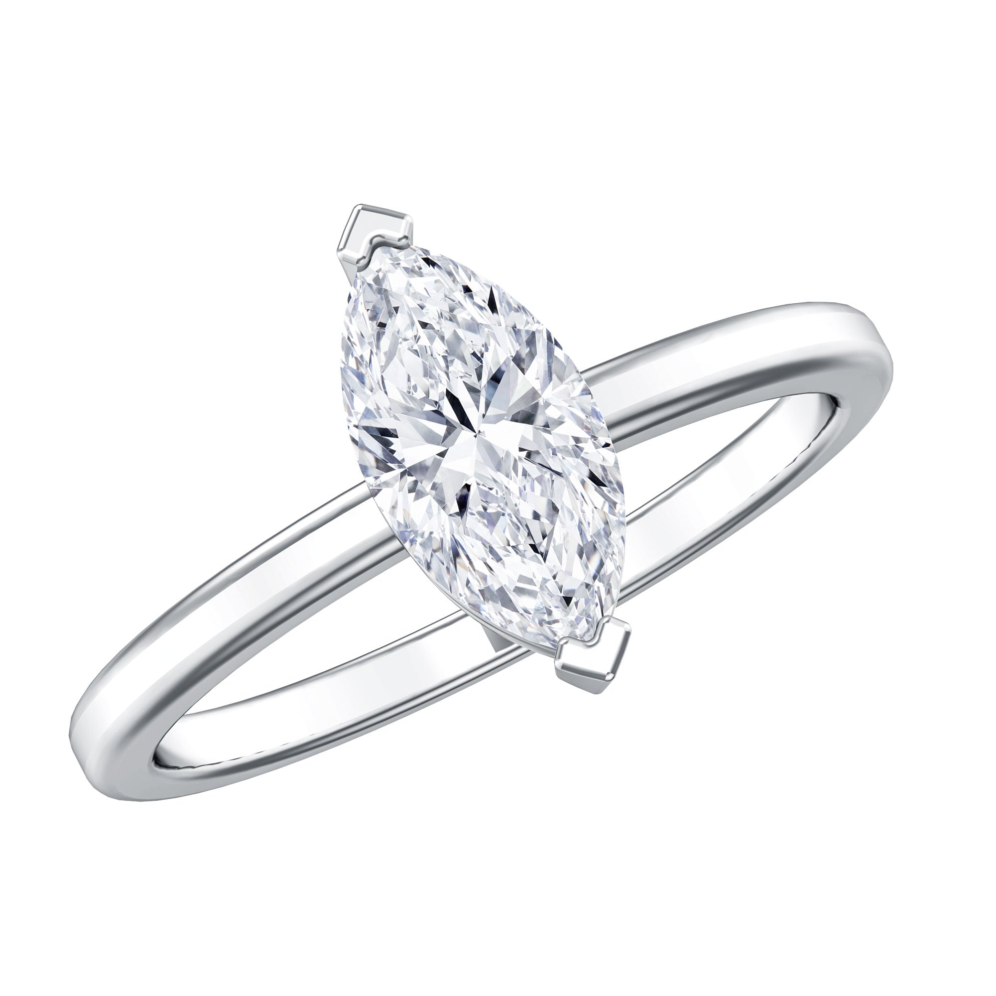 Rosec Jewels-Classic Marquise Cut Lab Grown Diamond 1 Carat Engagement Ring with IGI Certificate