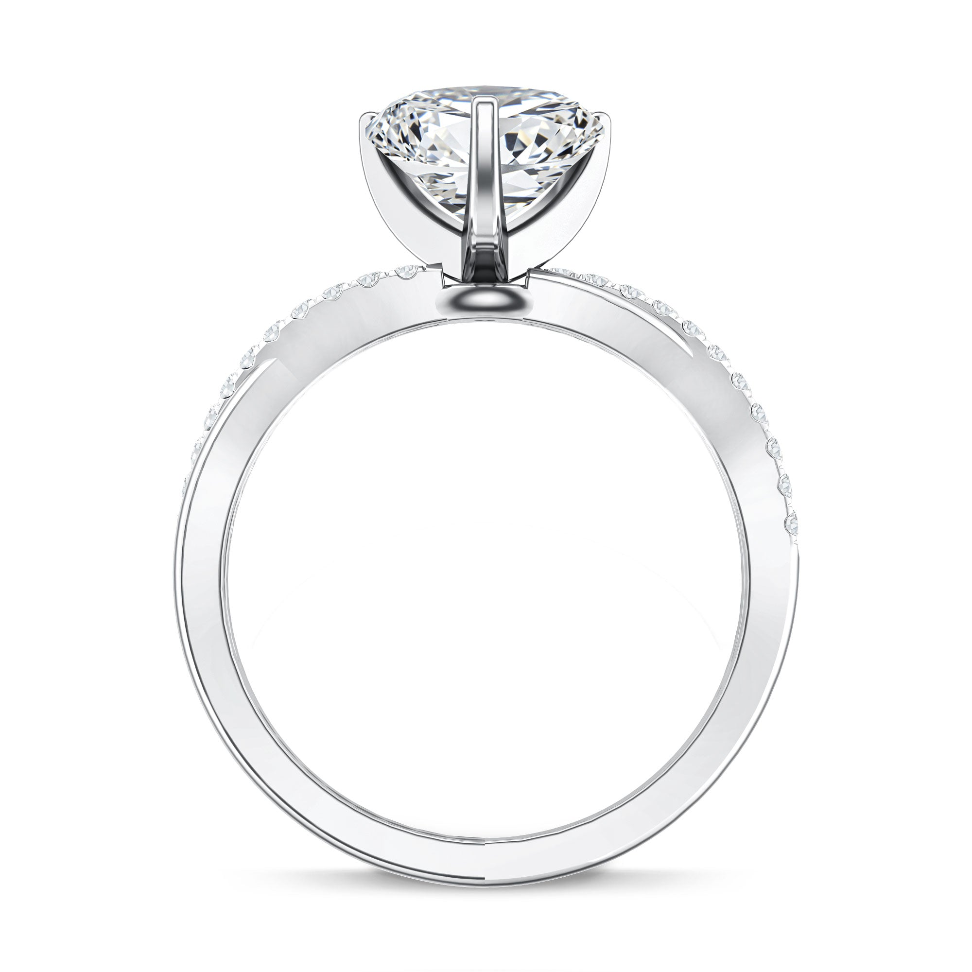 Rosec Jewels-2 Carat Heart Shaped Lab Grown Diamond Crossover Engagement Ring IGI Certified