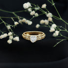IGI Certified 1 Carat Lab Diamond Heart Engagement Ring with Antique Inspired Filigree Detail Lab - ( E-VS1 ) - Rosec Jewels