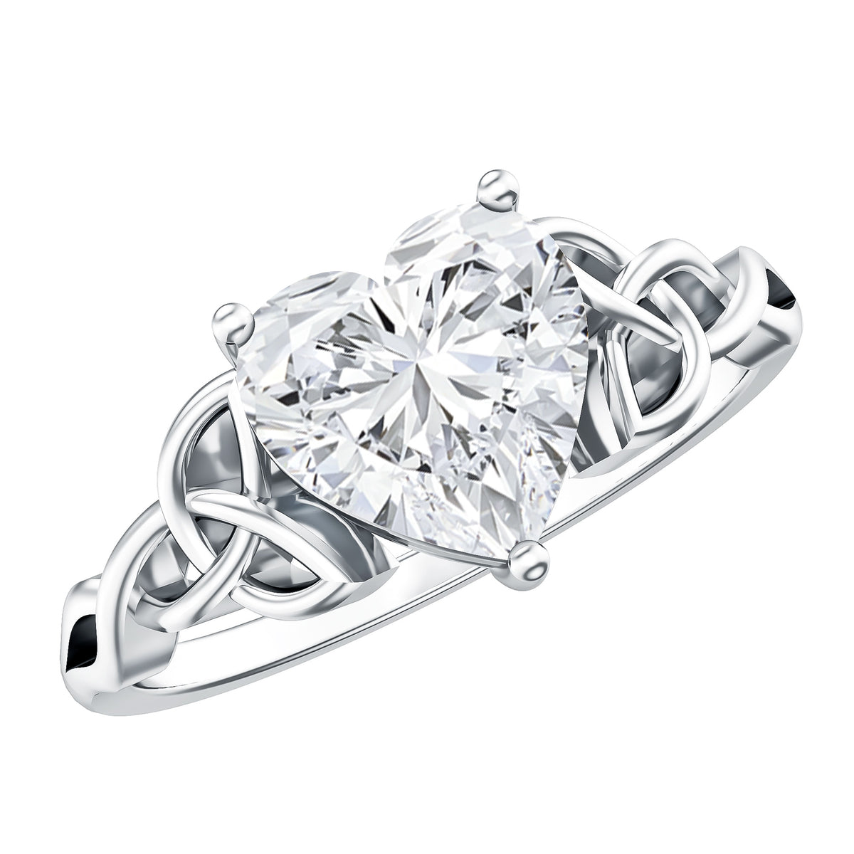 Rosec Jewels-IGI Verified 2 Carat Heart Shape Lab Grown Diamond Celtic Engagement Ring