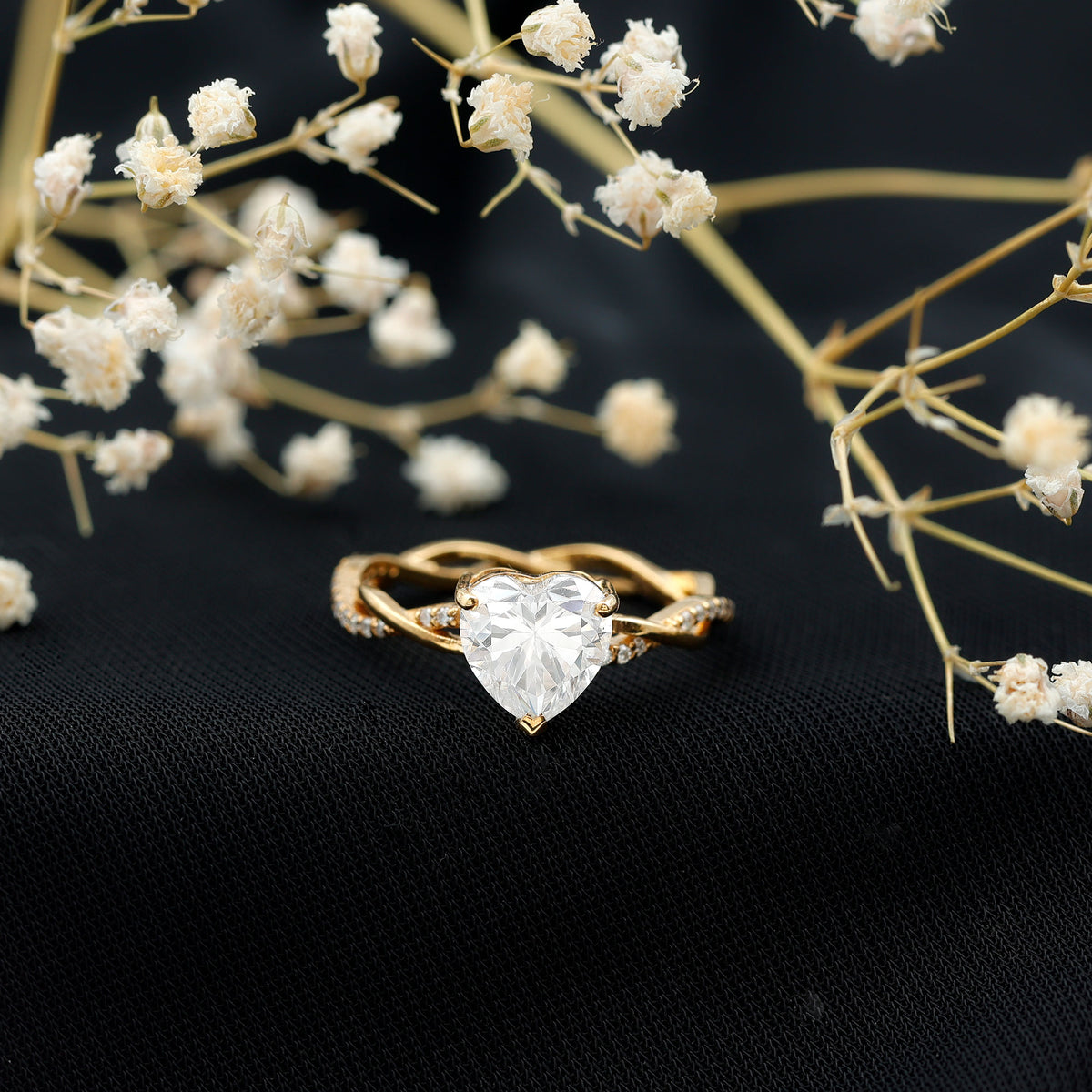 Rosec Jewels-IGI Verified 2 Carat Lab Grown Diamond Heart Engagement Ring with Braided Shank