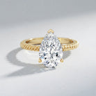 IGI Certified 3 Carat Lab Grown Diamond Pear Solitaire Engagement Ring Lab - ( E-VS1 ) - Rosec Jewels