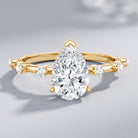 IGI Certified Lab Grown 2 Carat Diamond Teardrop Engagement Ring with Spaced Accent Lab - ( E-VS1 ) - Rosec Jewels