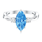 Rosec Jewels-IGI Certified Marquise Lab Grown Blue Diamond Designer Engagement Ring 2 Carat