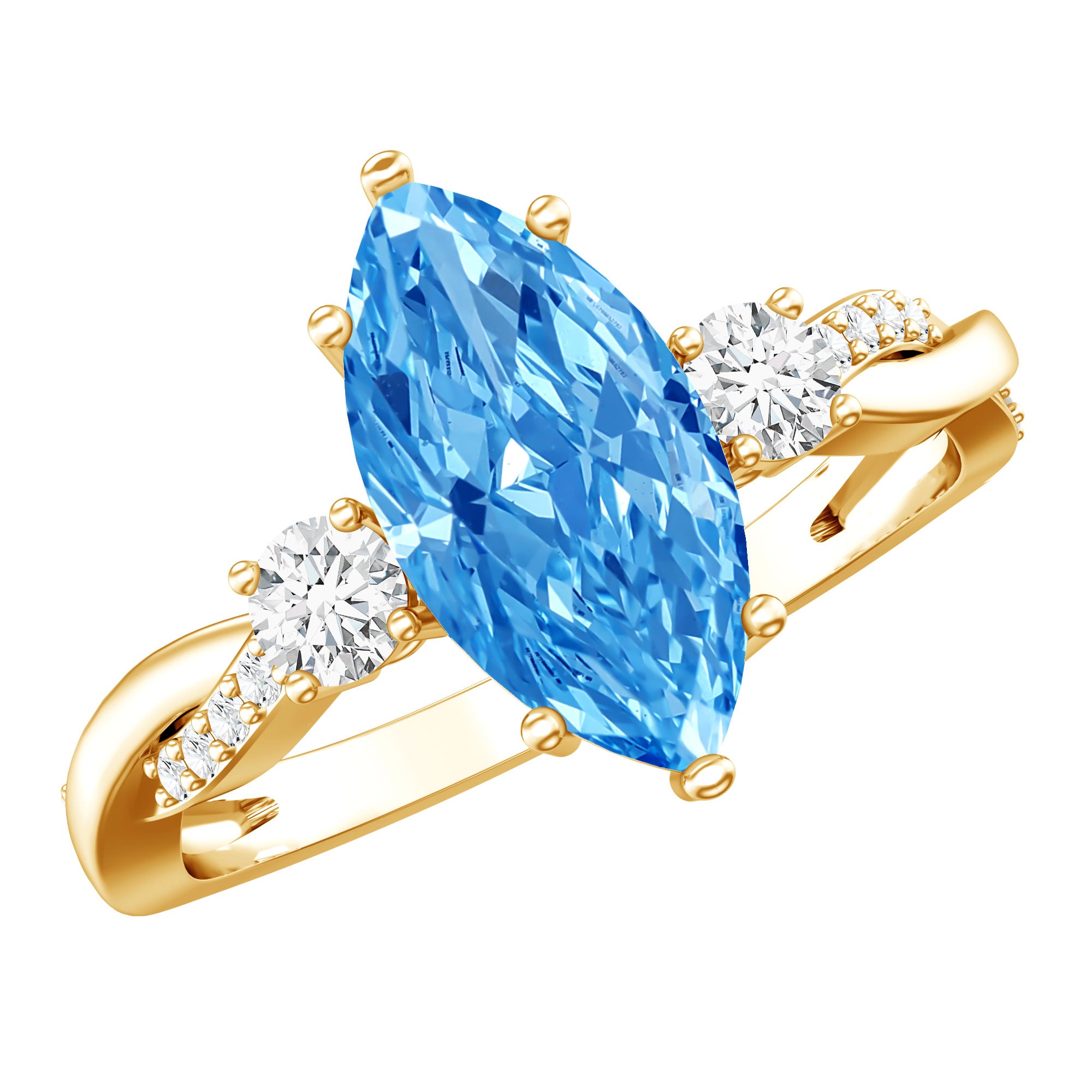 Rosec Jewels-IGI Certified Marquise Lab Grown Blue Diamond Designer Engagement Ring 2 Carat