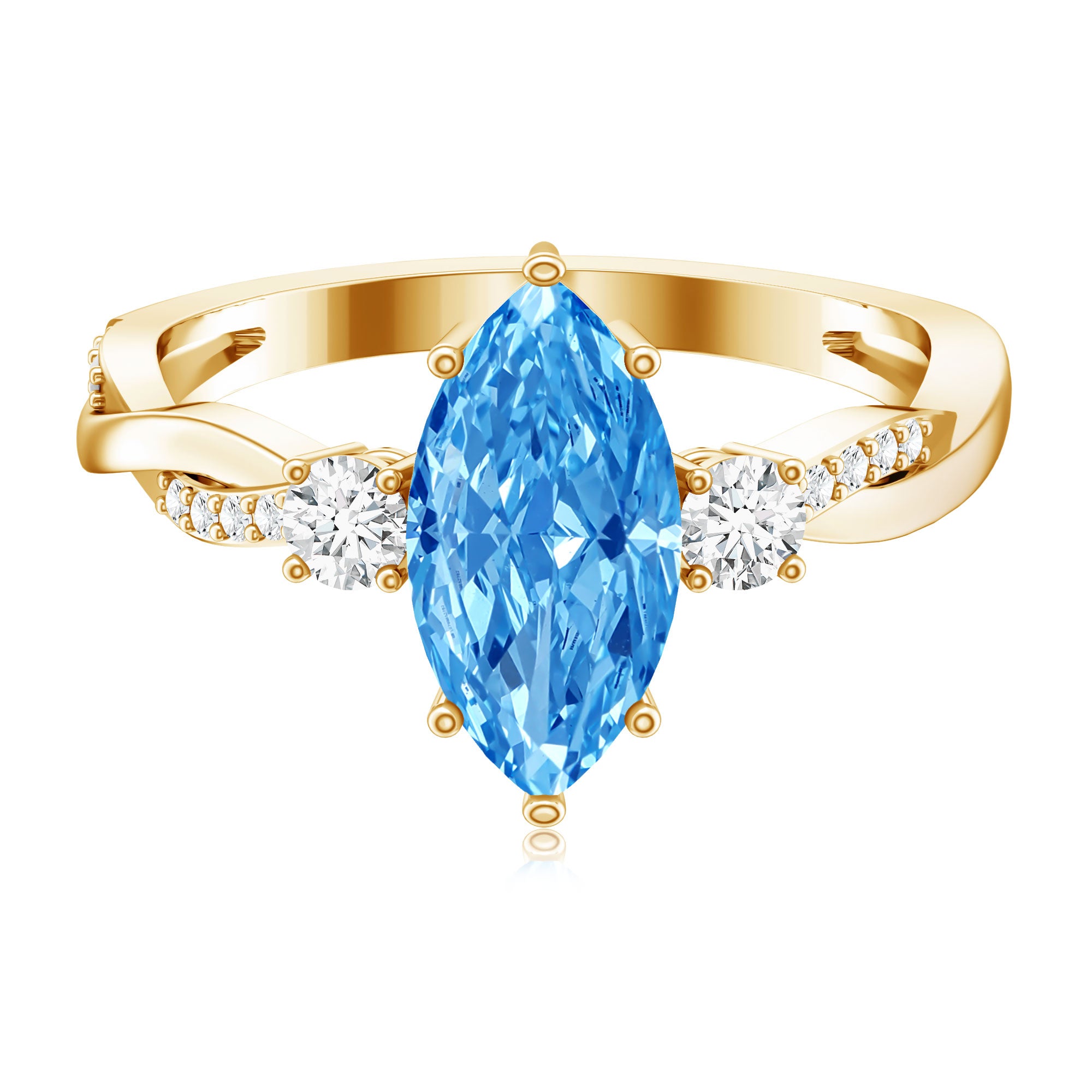 Rosec Jewels-IGI Certified Marquise Lab Grown Blue Diamond Designer Engagement Ring 2 Carat